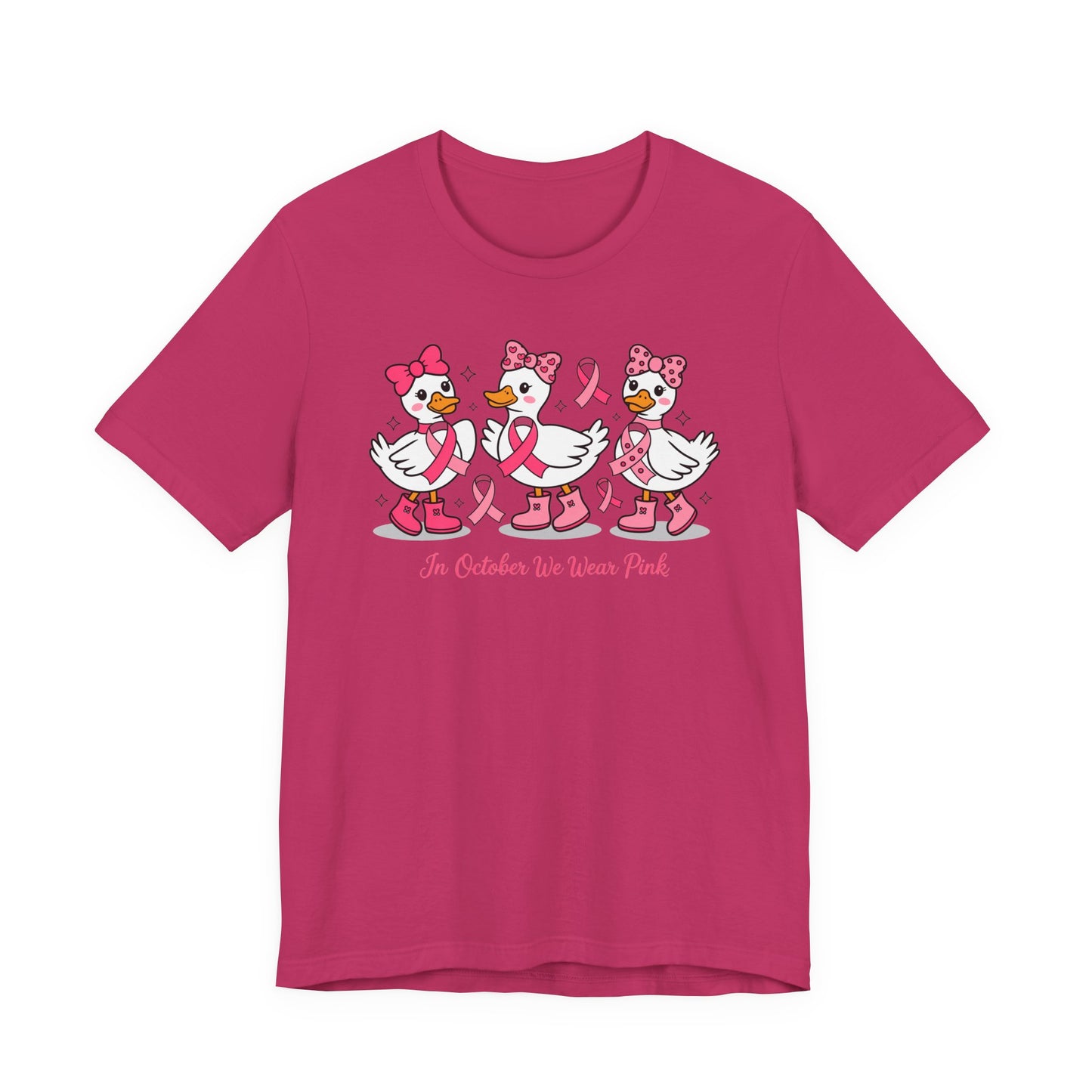 🎀🦆 In October We Wear Pink Duck T-Shirt – Cute Breast Cancer Awareness Tee 💖✨