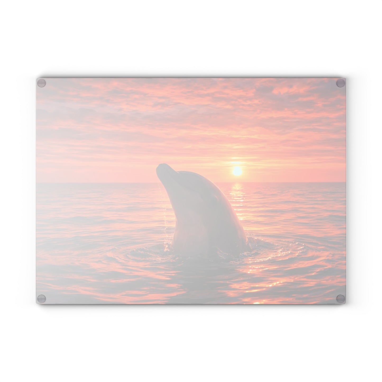 Dolphin Sunset Glass Cutting Board – Ocean Serenity Coastal Kitchen Decor