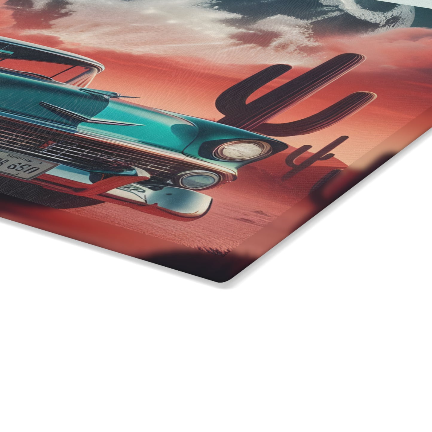 🌵 Retro Desert Night Car Cutting Board – Vintage Vibes for Your Kitchen 🚗