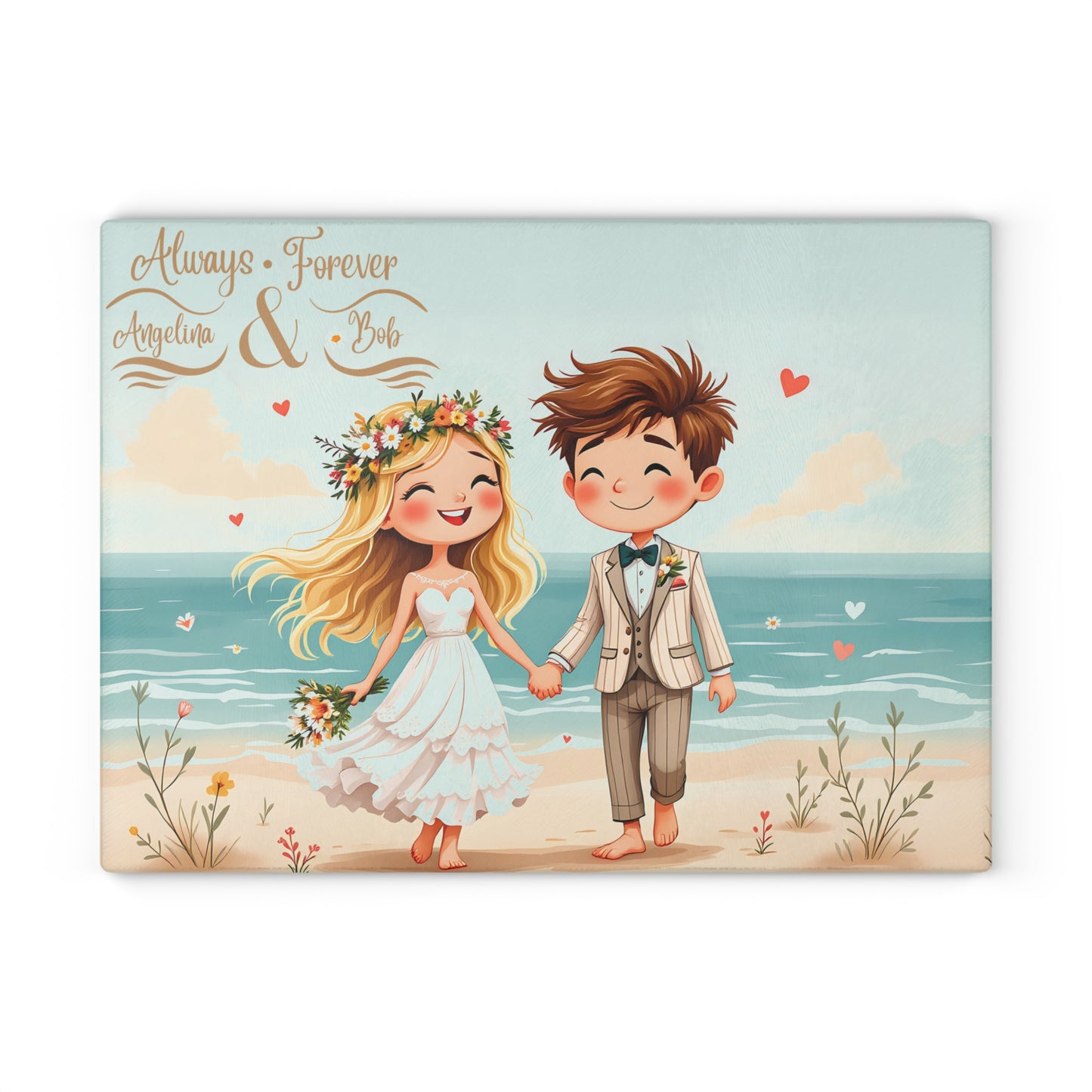 🏖️ Beach Wedding Couple Cutting Board – Personalized “Always & Forever” Keepsake for Newlyweds