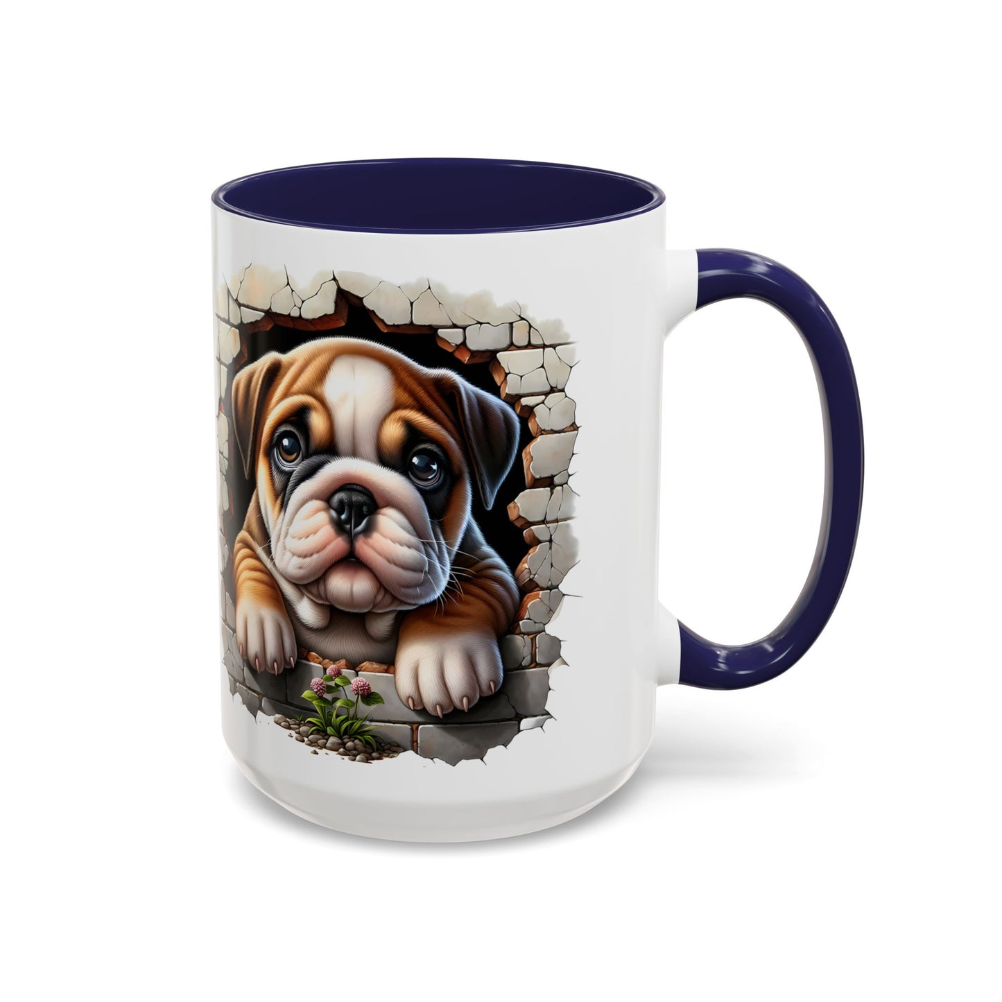 🎀🐶 English Bulldog Puppy Accent Mug – Cute Peek-Through Dog Design for Animal Lovers ☕💖