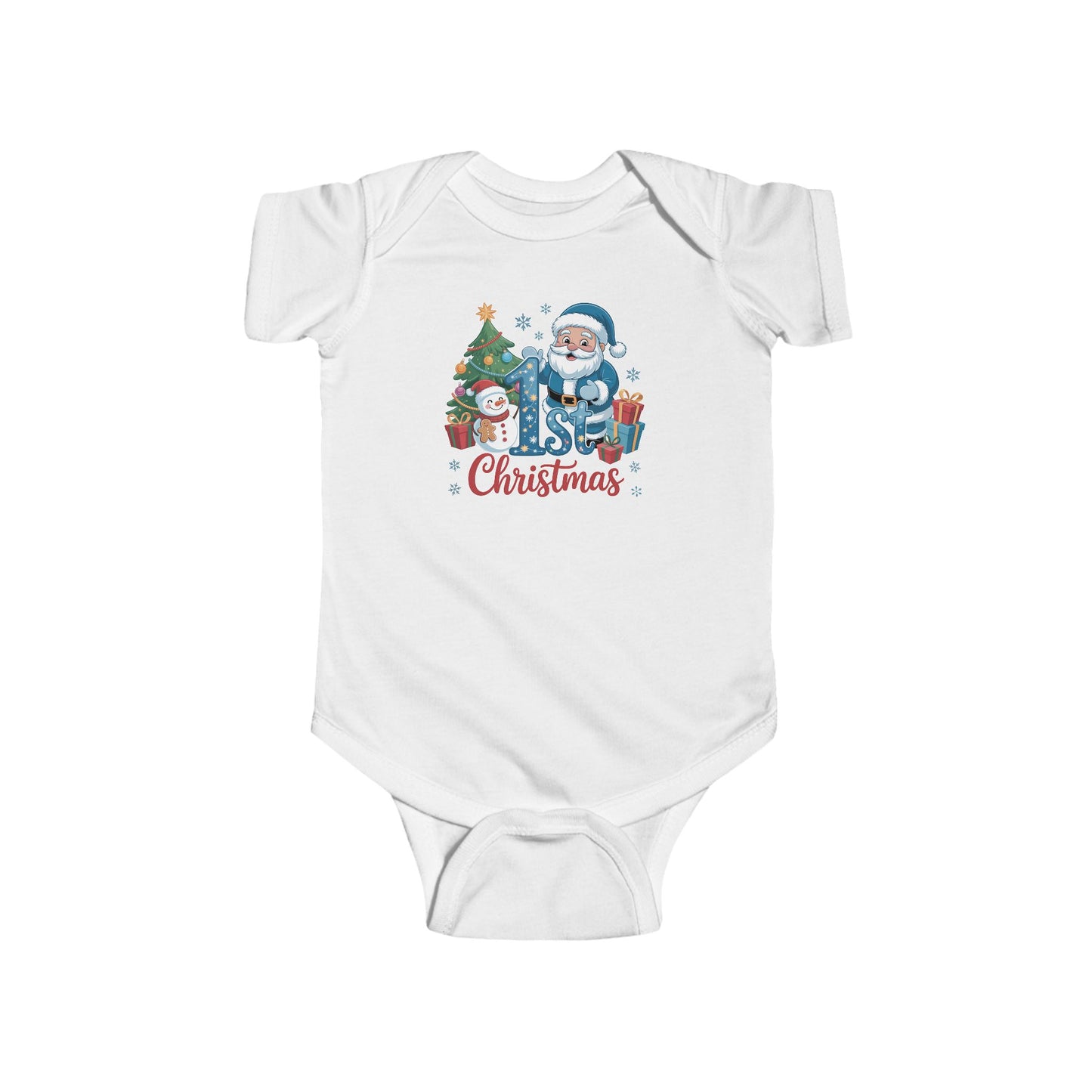 🎅❄️ My 1st Christmas Baby Onesie – Blue Santa & Snowman Festive Keepsake 🍼✨