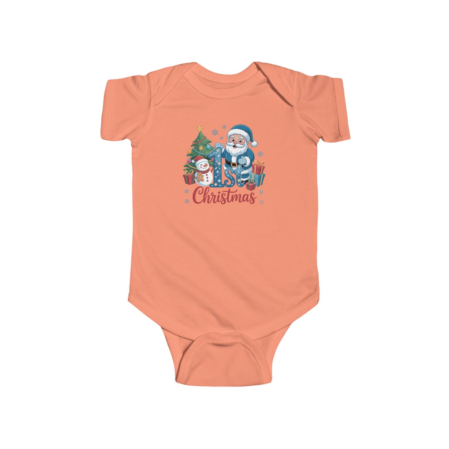 🎅❄️ My 1st Christmas Baby Onesie – Blue Santa & Snowman Festive Keepsake 🍼✨