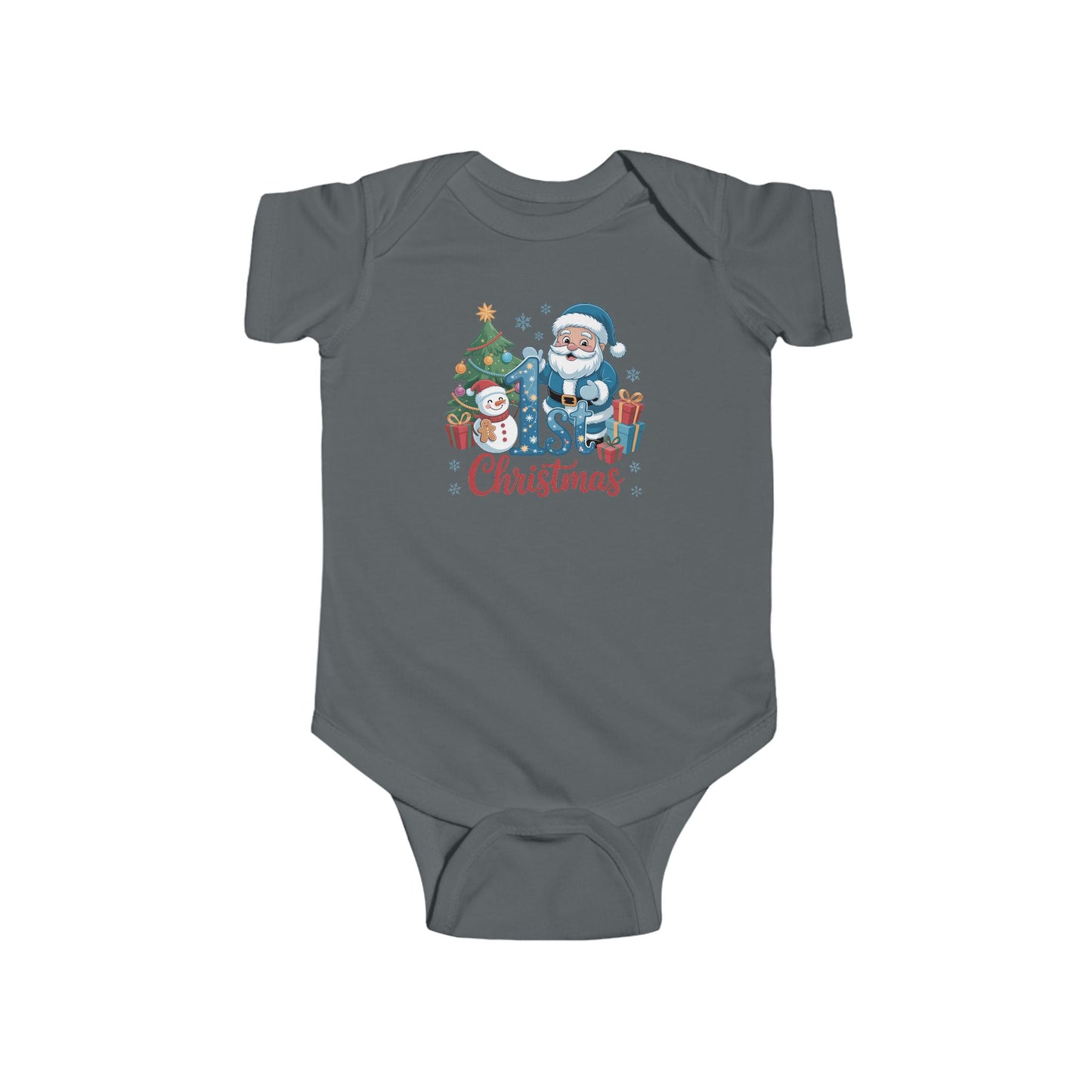 🎅❄️ My 1st Christmas Baby Onesie – Blue Santa & Snowman Festive Keepsake 🍼✨