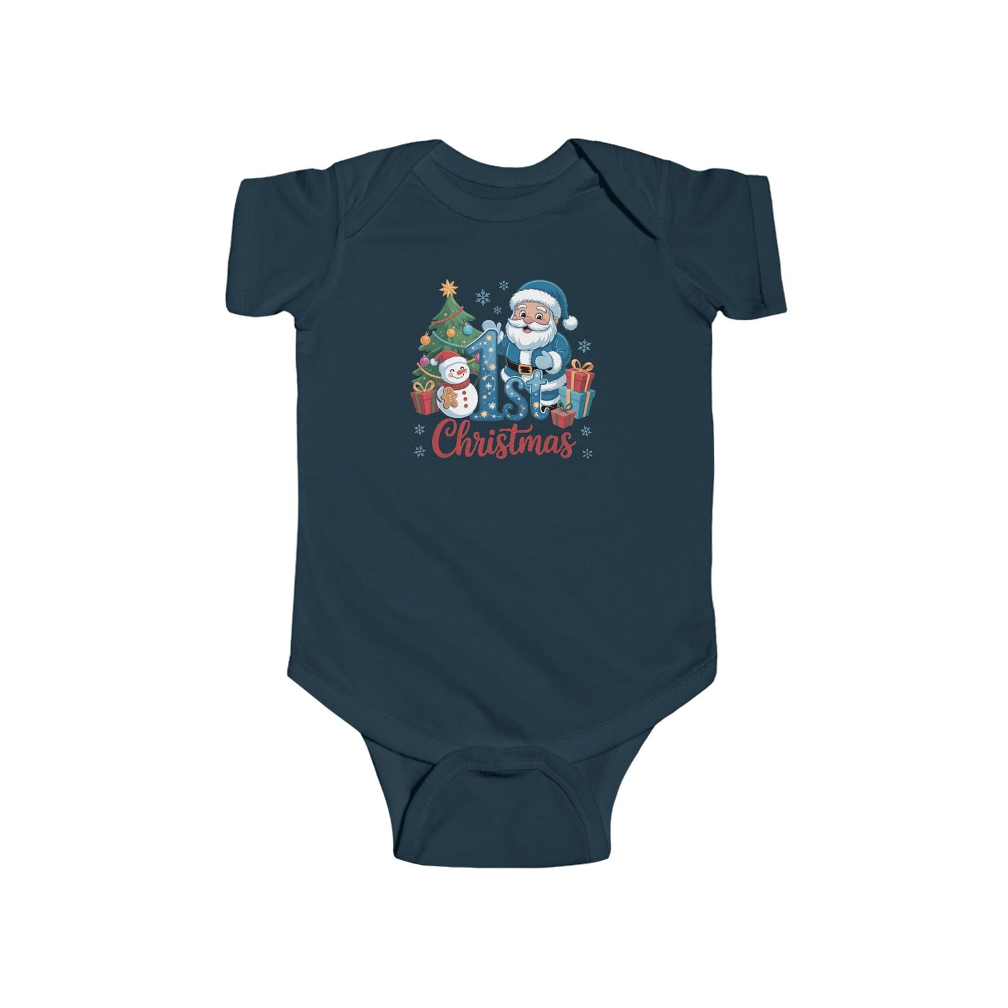 🎅❄️ My 1st Christmas Baby Onesie – Blue Santa & Snowman Festive Keepsake 🍼✨