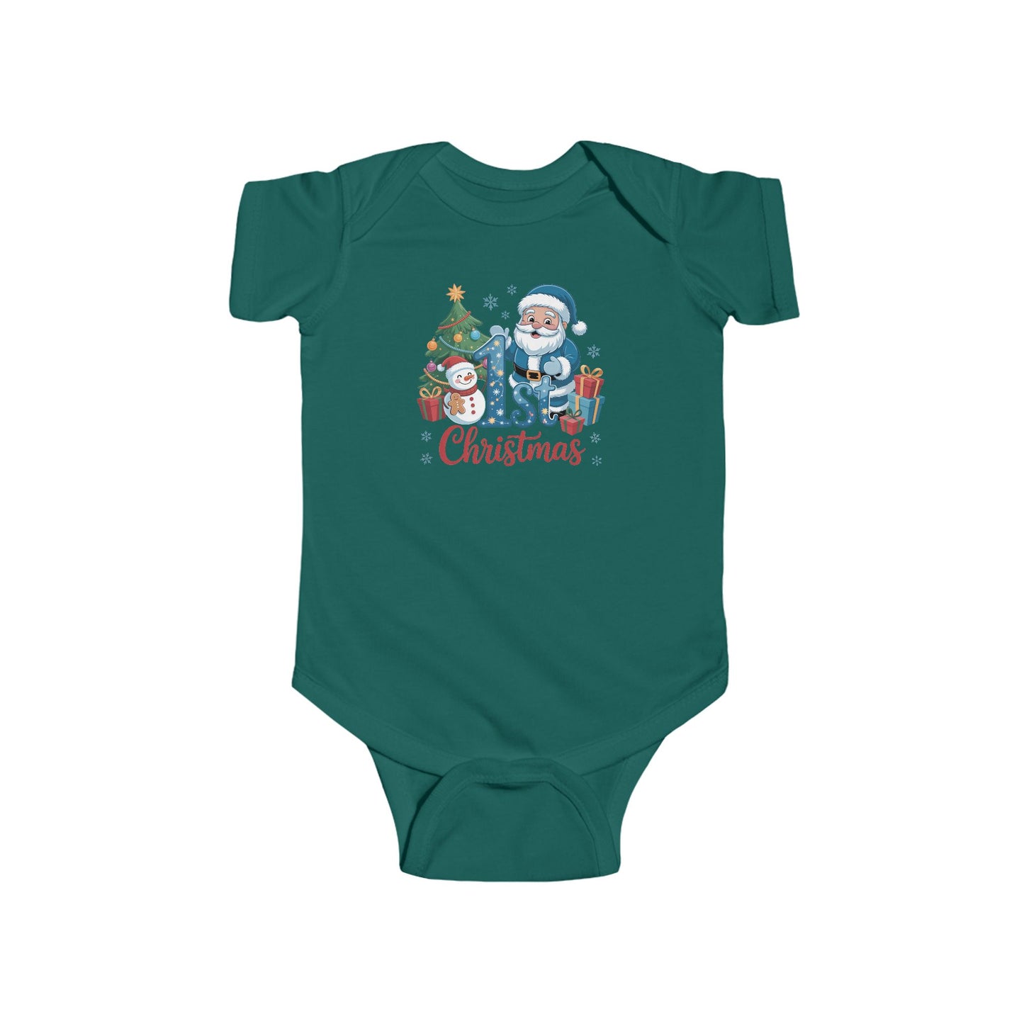 🎅❄️ My 1st Christmas Baby Onesie – Blue Santa & Snowman Festive Keepsake 🍼✨