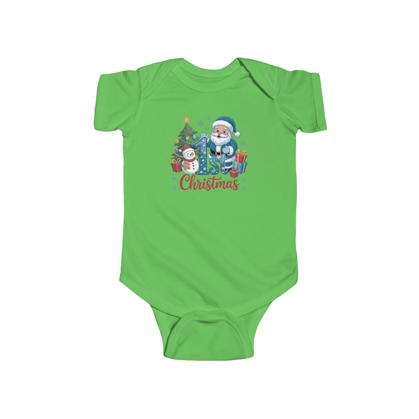 🎅❄️ My 1st Christmas Baby Onesie – Blue Santa & Snowman Festive Keepsake 🍼✨