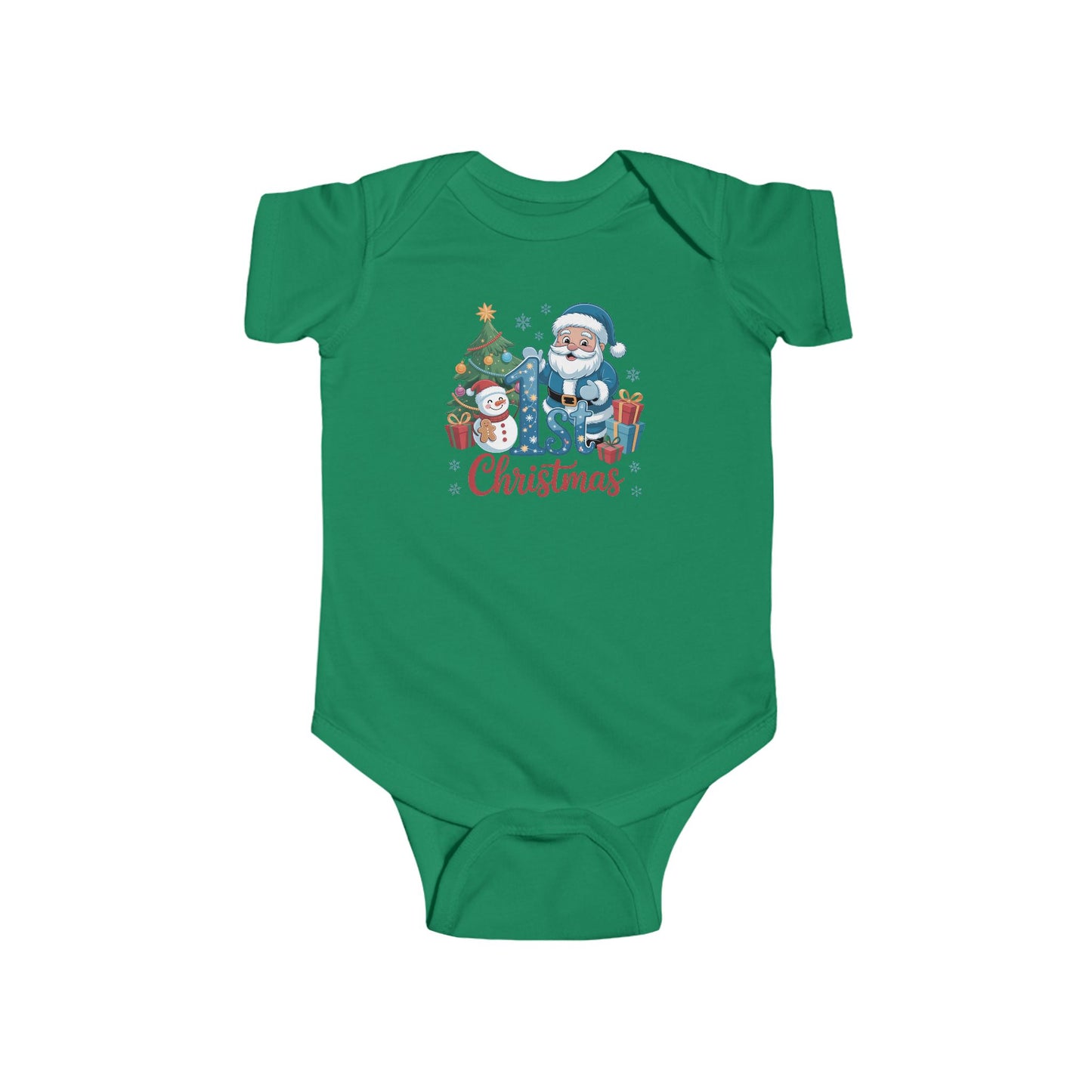 🎅❄️ My 1st Christmas Baby Onesie – Blue Santa & Snowman Festive Keepsake 🍼✨