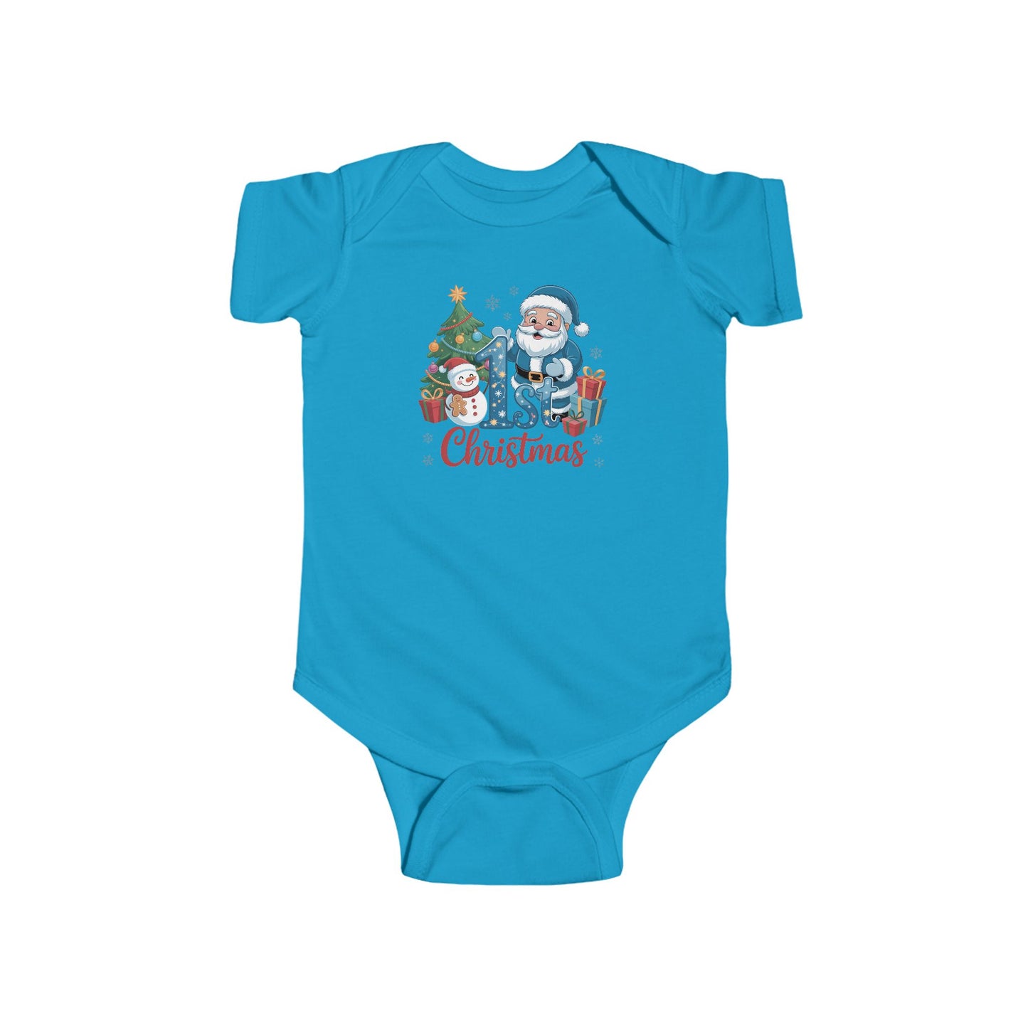 🎅❄️ My 1st Christmas Baby Onesie – Blue Santa & Snowman Festive Keepsake 🍼✨
