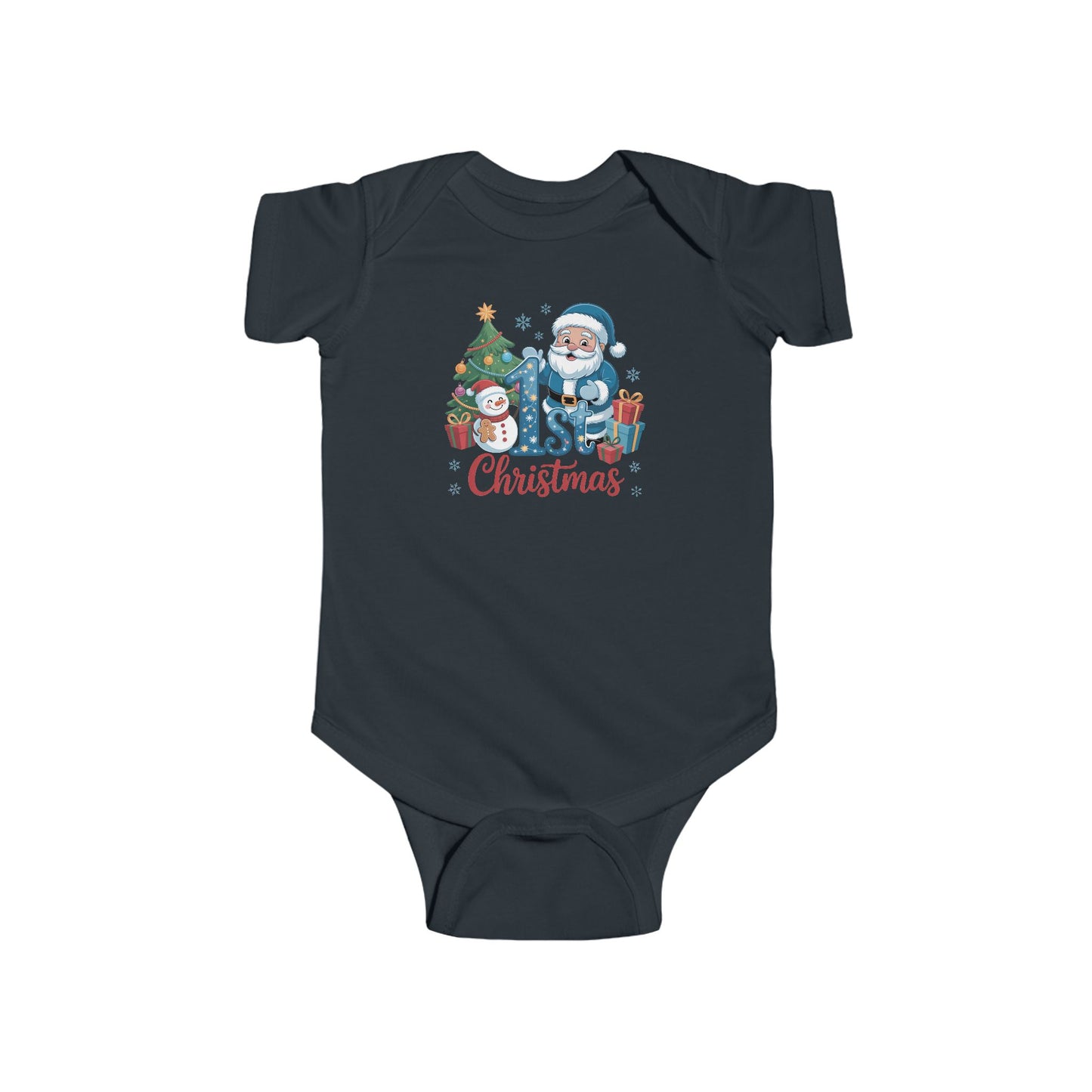 🎅❄️ My 1st Christmas Baby Onesie – Blue Santa & Snowman Festive Keepsake 🍼✨