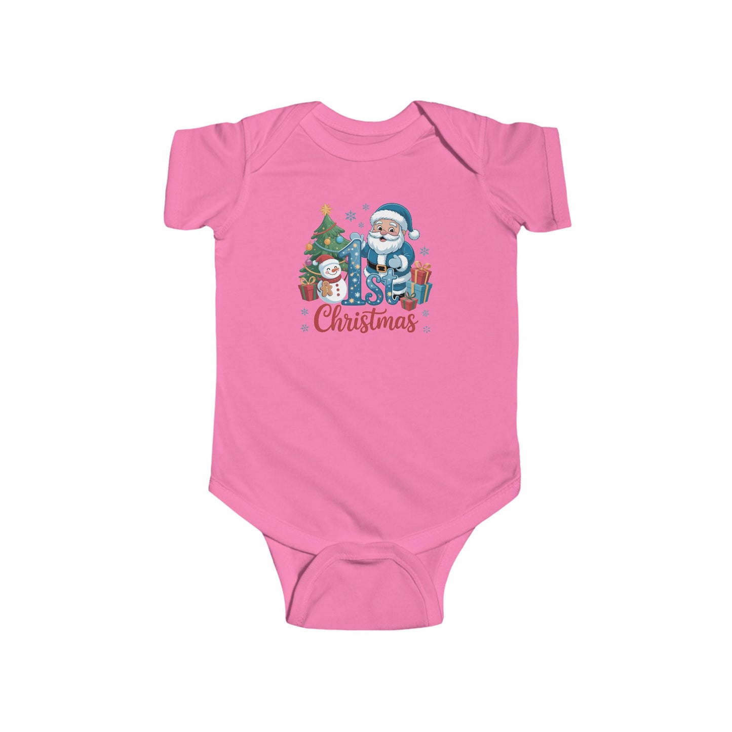 🎅❄️ My 1st Christmas Baby Onesie – Blue Santa & Snowman Festive Keepsake 🍼✨