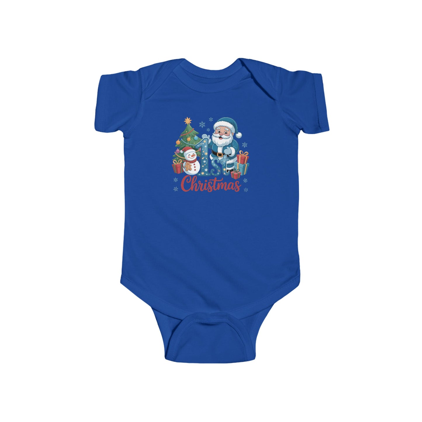 🎅❄️ My 1st Christmas Baby Onesie – Blue Santa & Snowman Festive Keepsake 🍼✨