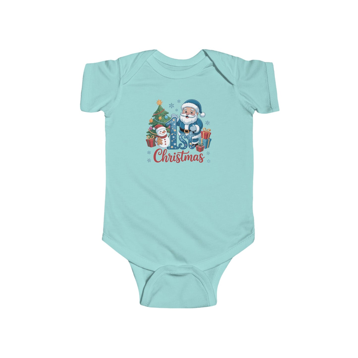 🎅❄️ My 1st Christmas Baby Onesie – Blue Santa & Snowman Festive Keepsake 🍼✨