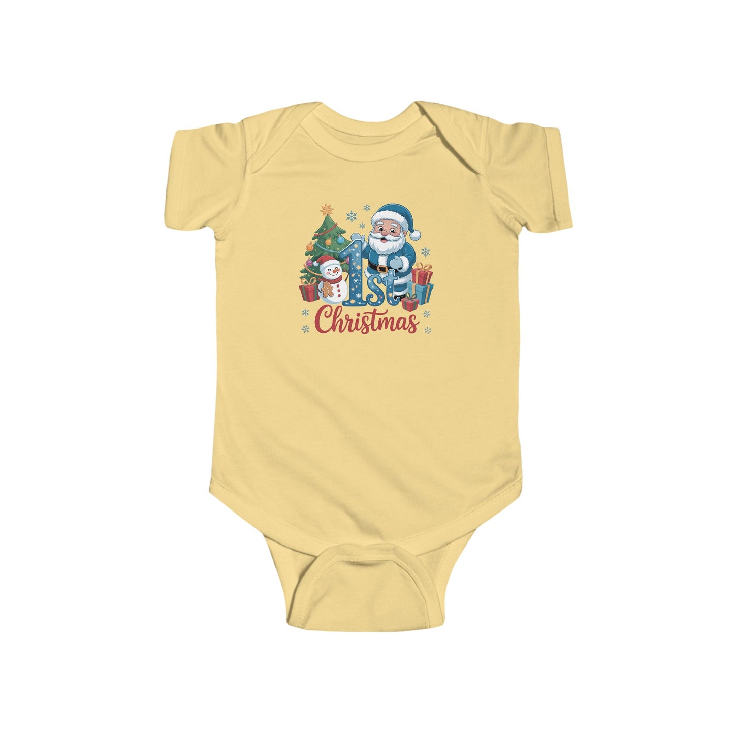 🎅❄️ My 1st Christmas Baby Onesie – Blue Santa & Snowman Festive Keepsake 🍼✨