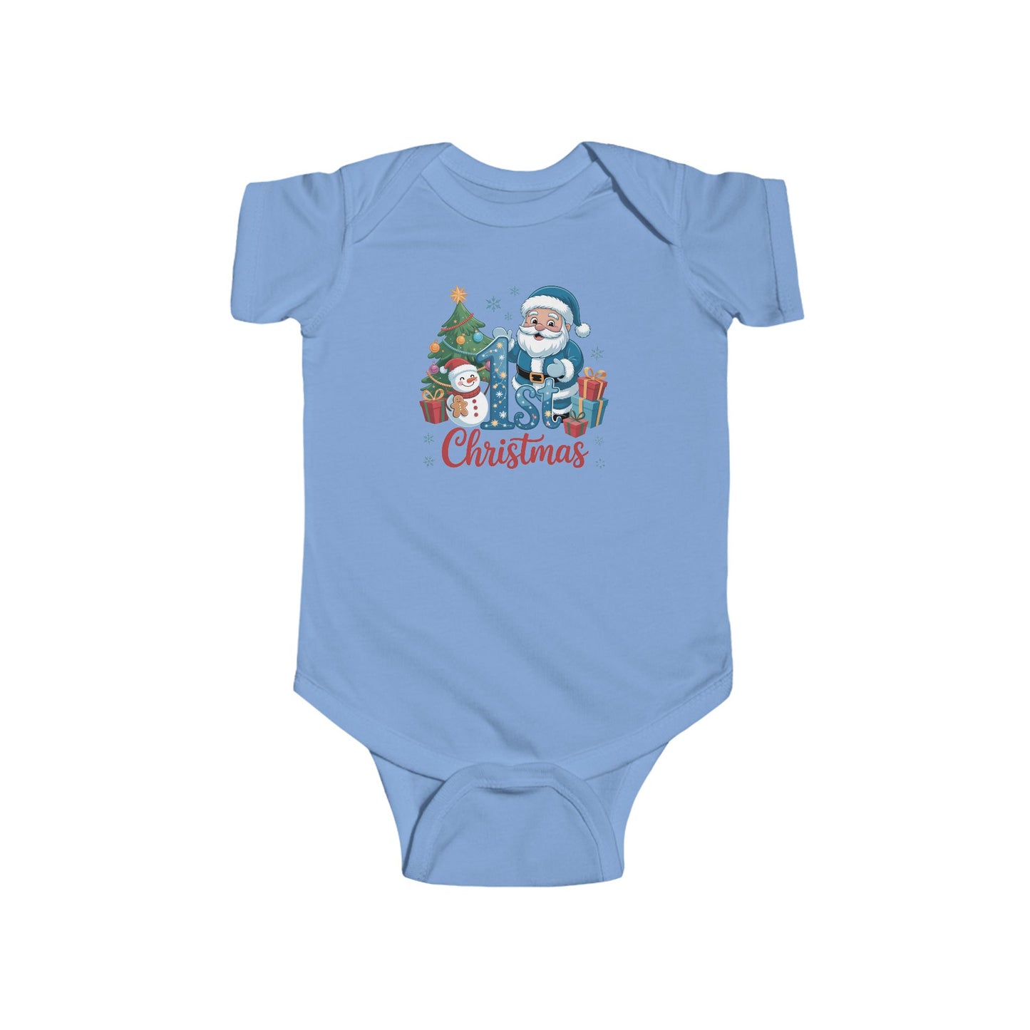 🎅❄️ My 1st Christmas Baby Onesie – Blue Santa & Snowman Festive Keepsake 🍼✨