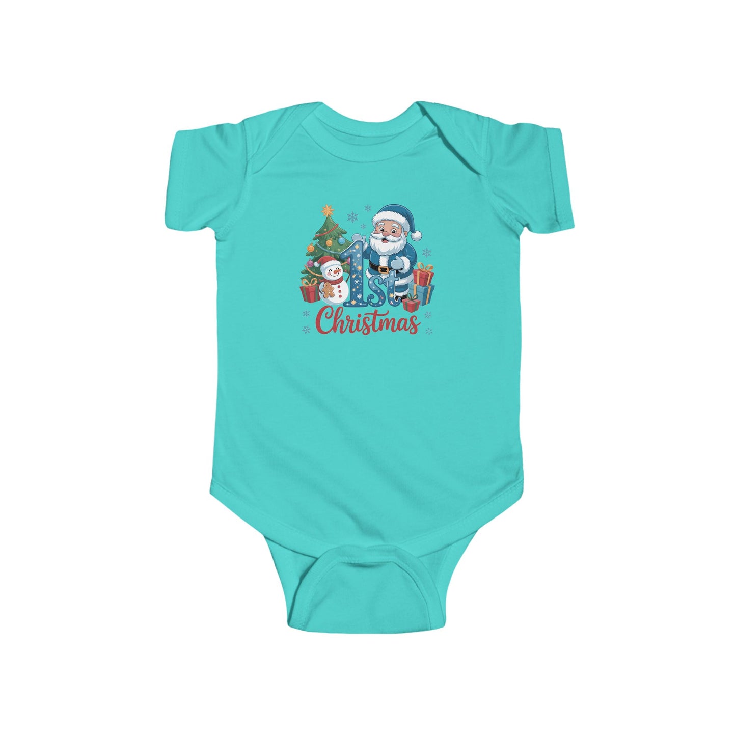 🎅❄️ My 1st Christmas Baby Onesie – Blue Santa & Snowman Festive Keepsake 🍼✨