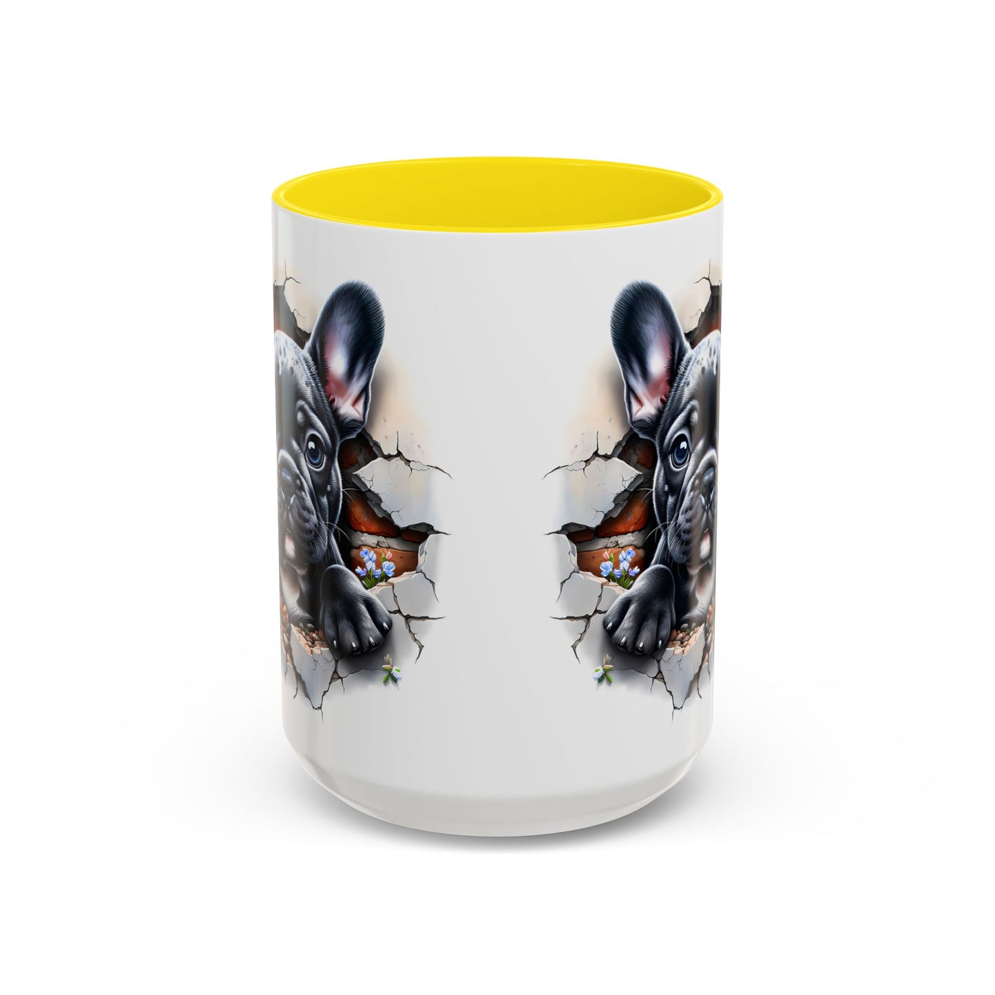 🐾🖤 Black French Bulldog Puppy Accent Mug – Cute Peek-Through Cup for Dog Lovers ☕✨