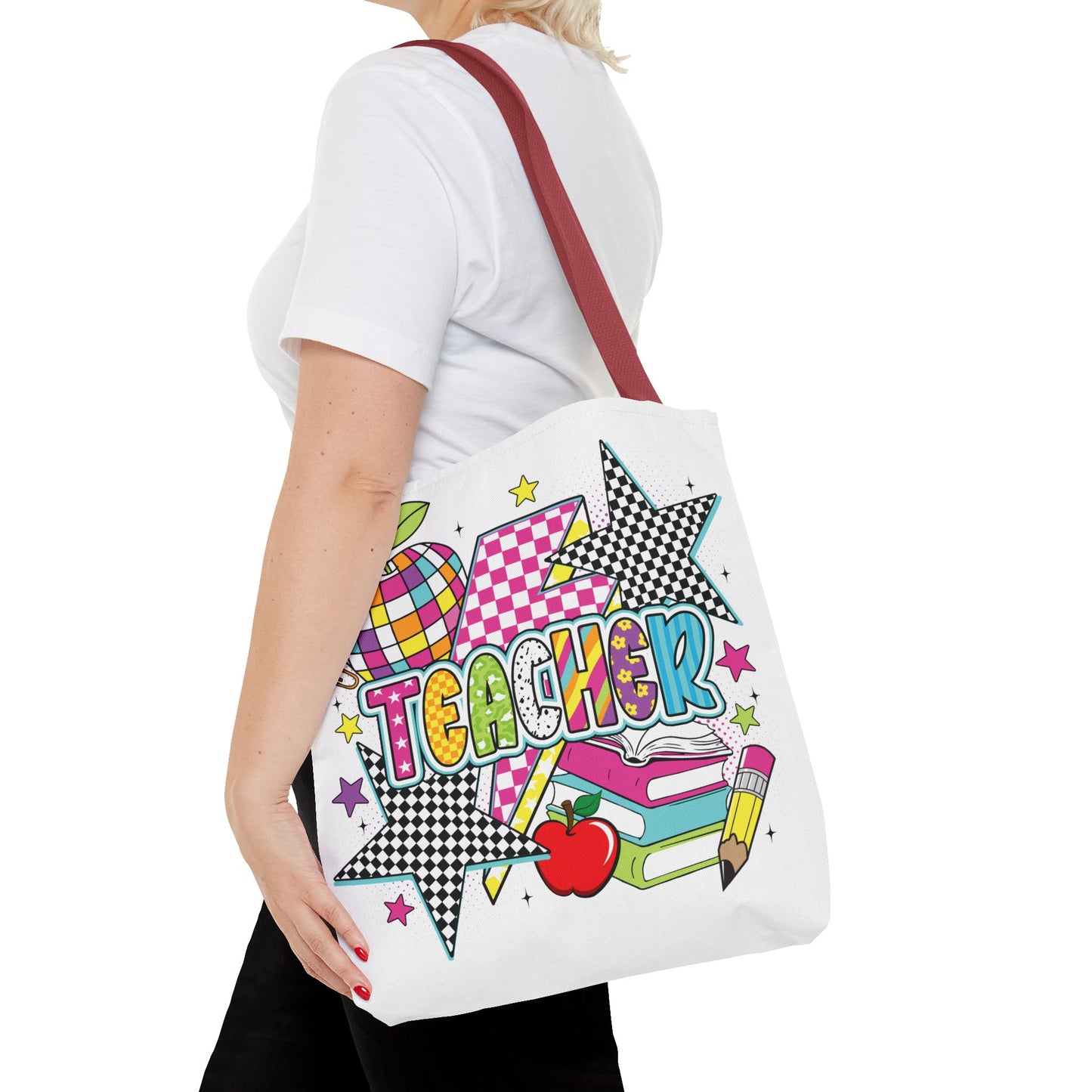 🌟 Bright Teacher Stars Tote – Bold Style for the Best in Class 🍎