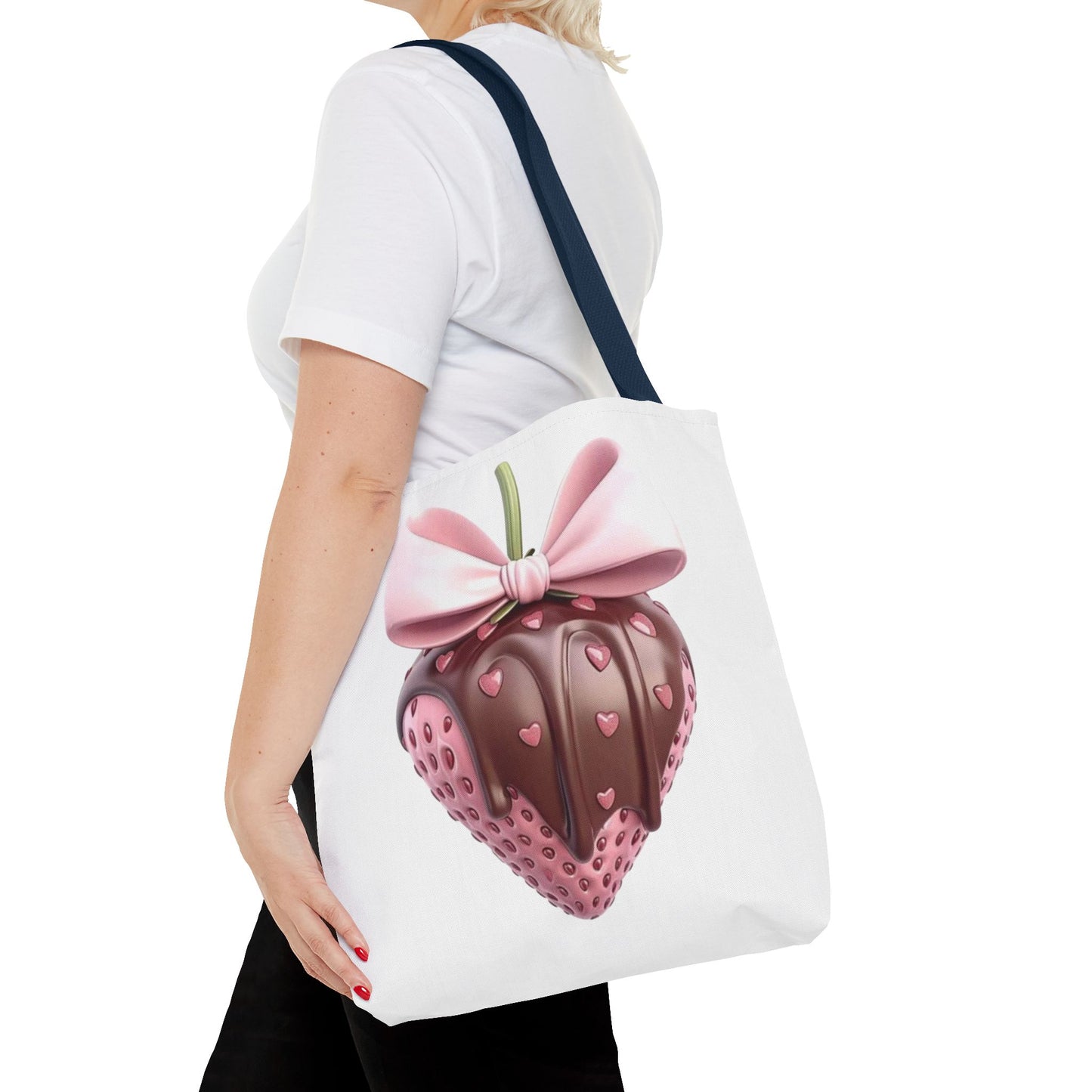 🍓 Chocolate-Dipped Strawberry Tote Bag – Sweet, Romantic & Practical 🍫