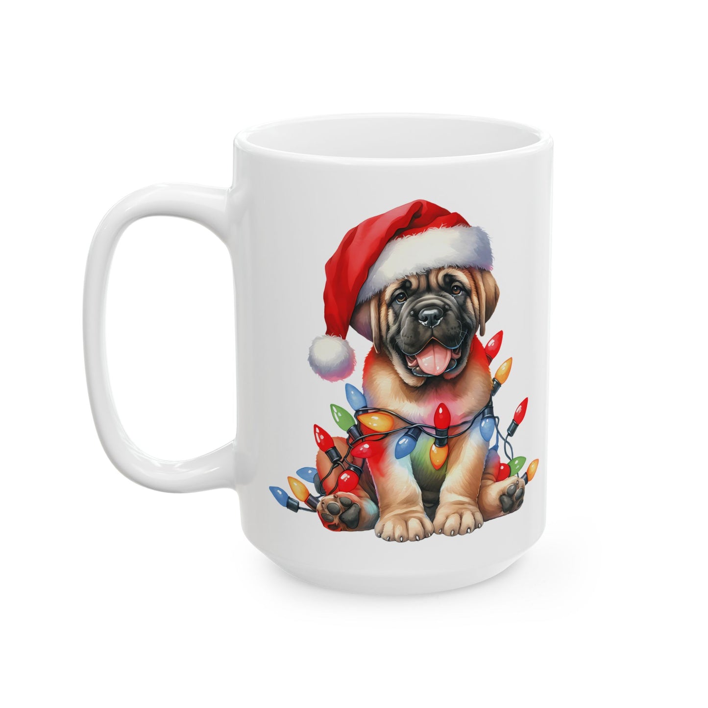 🎄 Mastiff Christmas Mug – Holiday Cheer with a Big-Hearted Pup 🐾