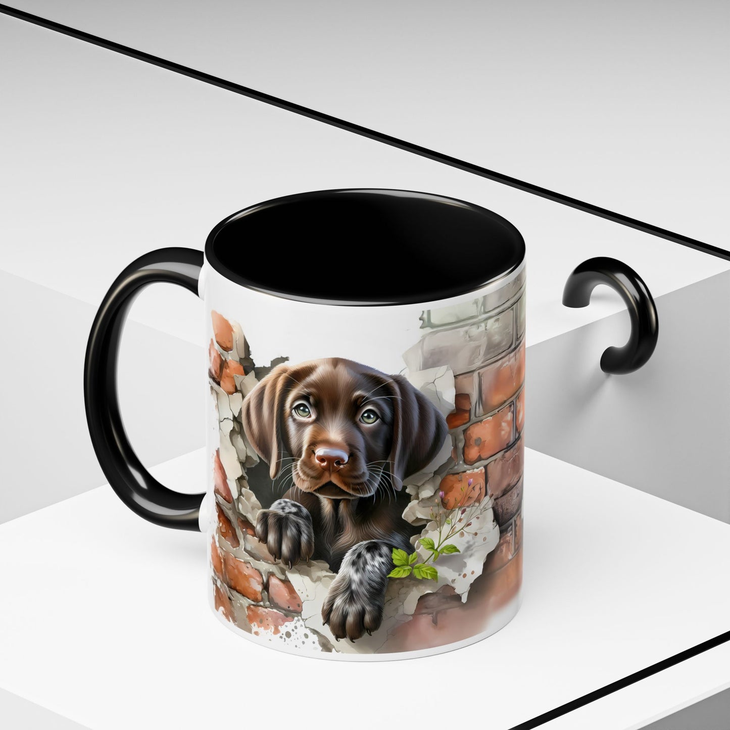 🐶🍫 Chocolate Lab Puppy Accent Mug – Sweet Brown Pup Coffee Cup ☕💛