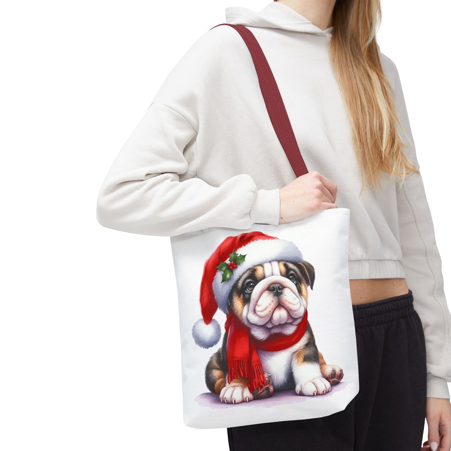 🎅 Bulldog Christmas Tote Bag – Cozy Holiday Style for Dog Lovers 🐾