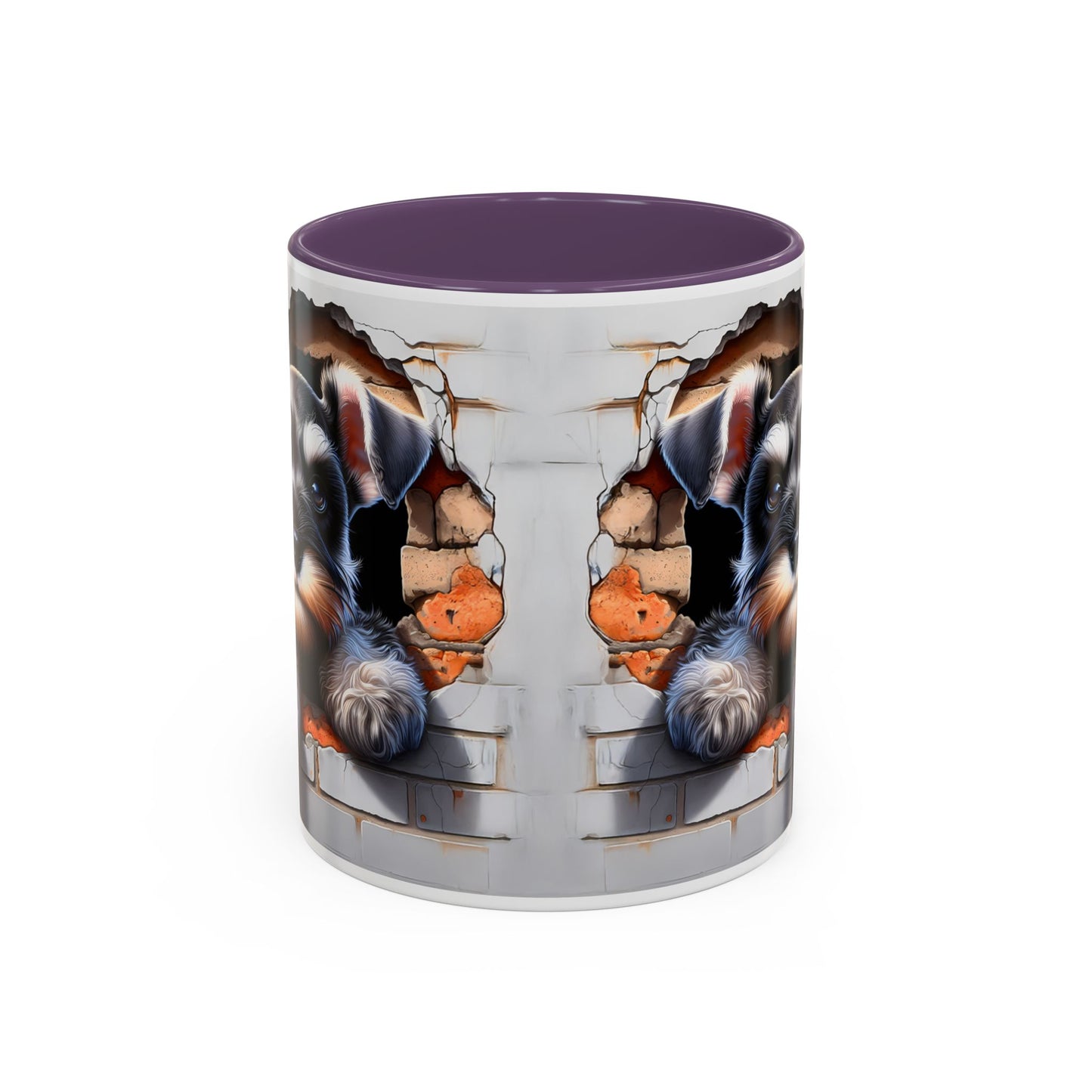 🎀🐶 Schnauzer Puppy Accent Mug – Cute Peek-Through Dog Design for Animal Lovers ☕💖