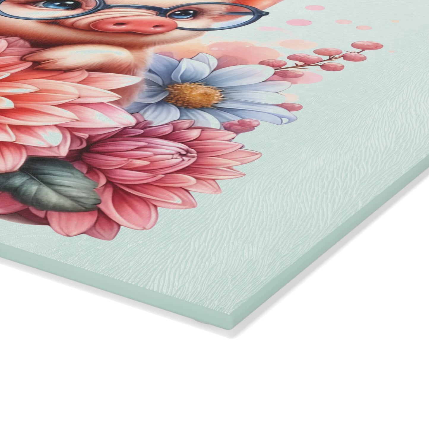 🐷🌸 Smart Piglet with Flowers Cutting Board – Adorable Farmhouse Charm for Your Kitchen 🌸🐷