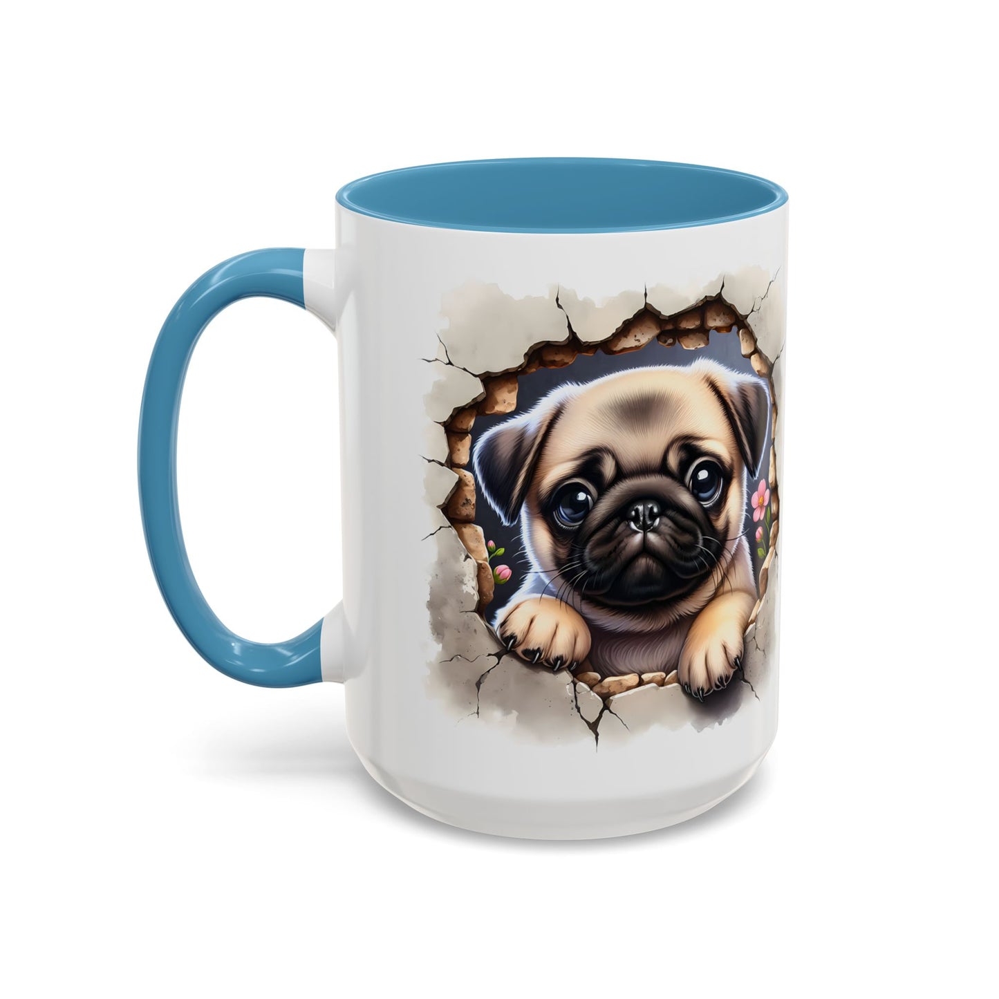 🐾💛 Pug Puppy Accent Mug – Cute Wrinkly Pug Coffee Cup ☕✨