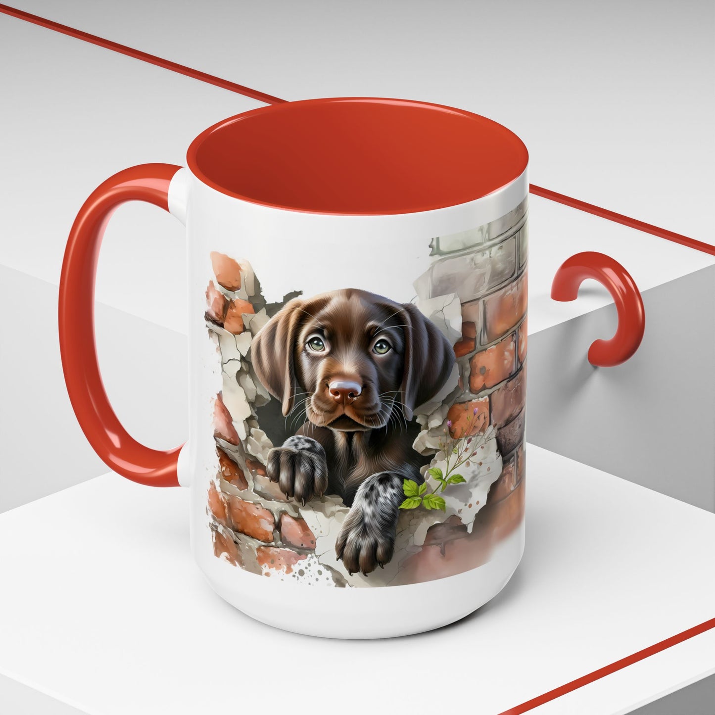 🐶🍫 Chocolate Lab Puppy Accent Mug – Sweet Brown Pup Coffee Cup ☕💛
