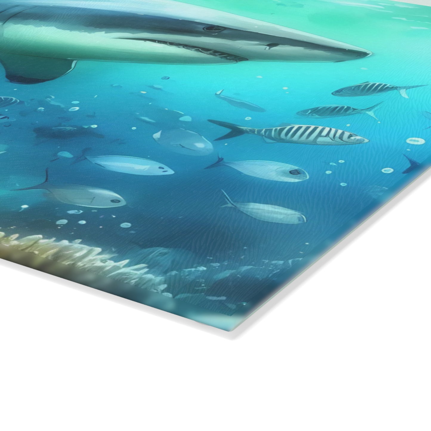 Shark kitchen decor, ocean theme cutting board, shark gift idea, shark lover gift, shark-themed gift, unique cutting board