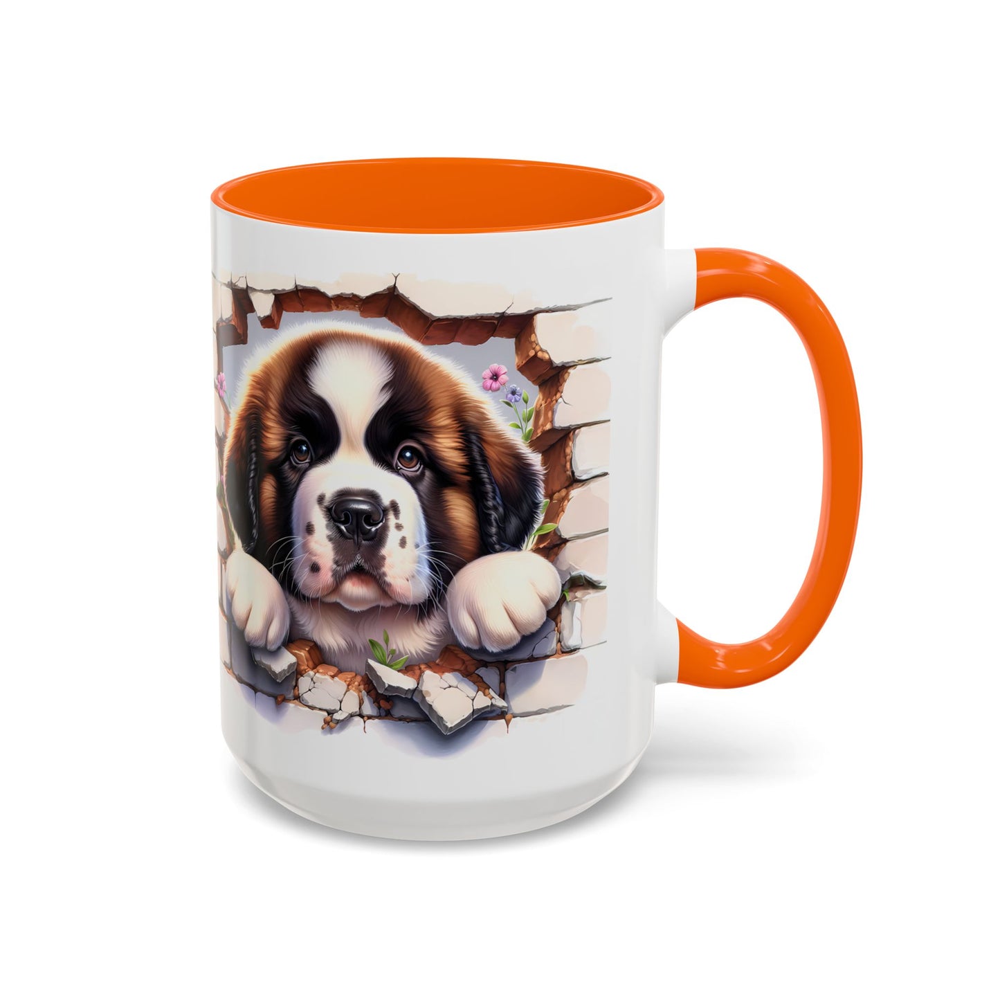 🐾☕ St. Bernard Puppy Peek Accent Mug – Gentle Giant Pup Lover Gift ✨❤️