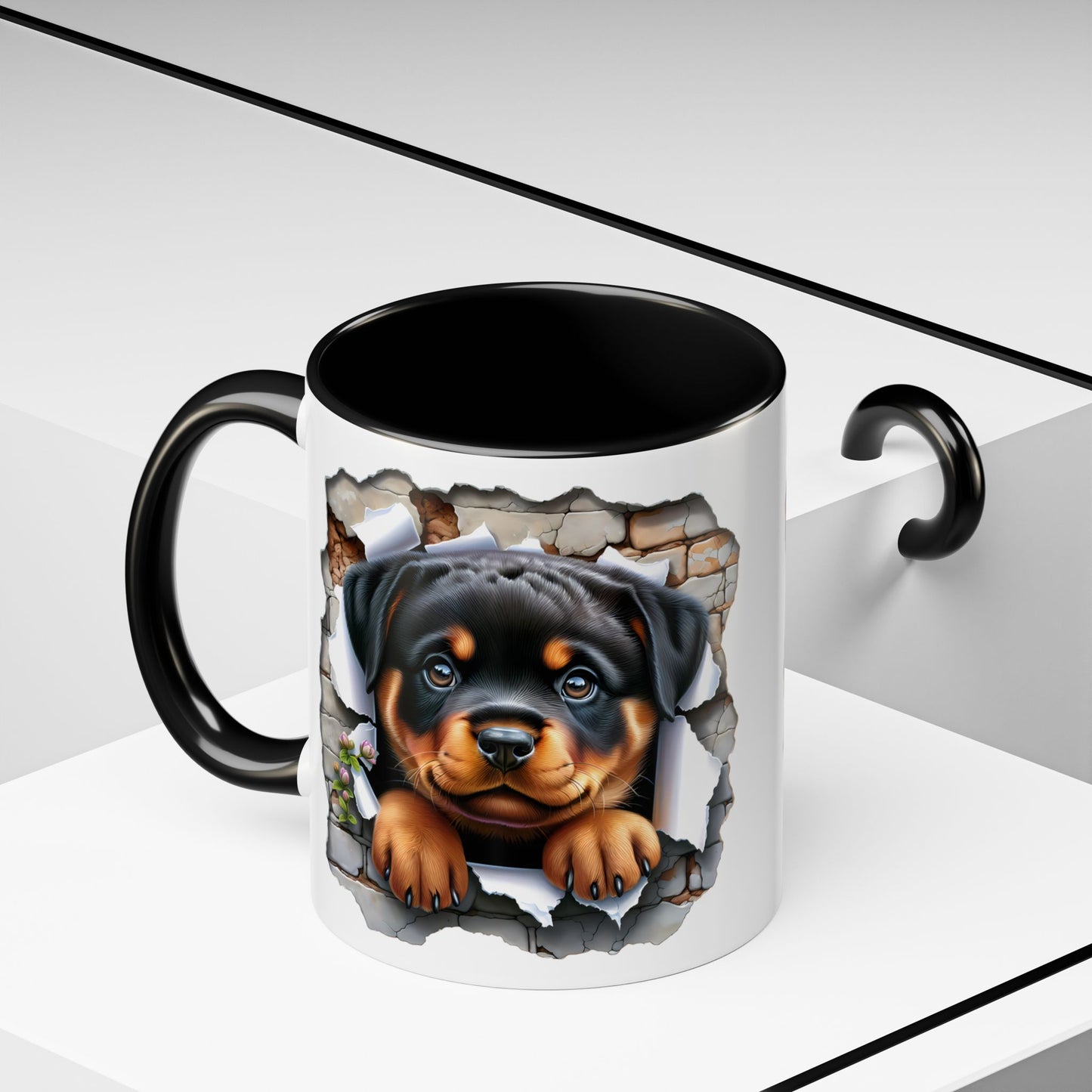 🐾☕ Rottweiler Puppy Accent Mug – Sweet Breakthrough Pup Design ✨