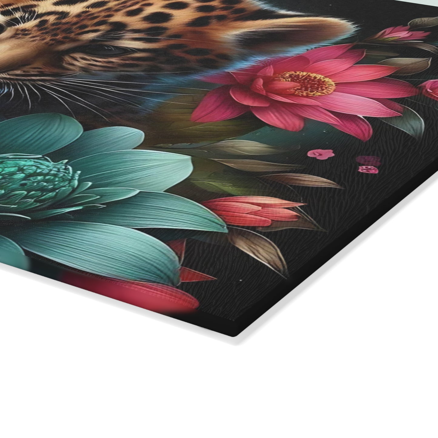🦋 Leopard Cub & Blue Butterfly Cutting Board – Whimsy Meets Wild in Bloom 🌸🐆
