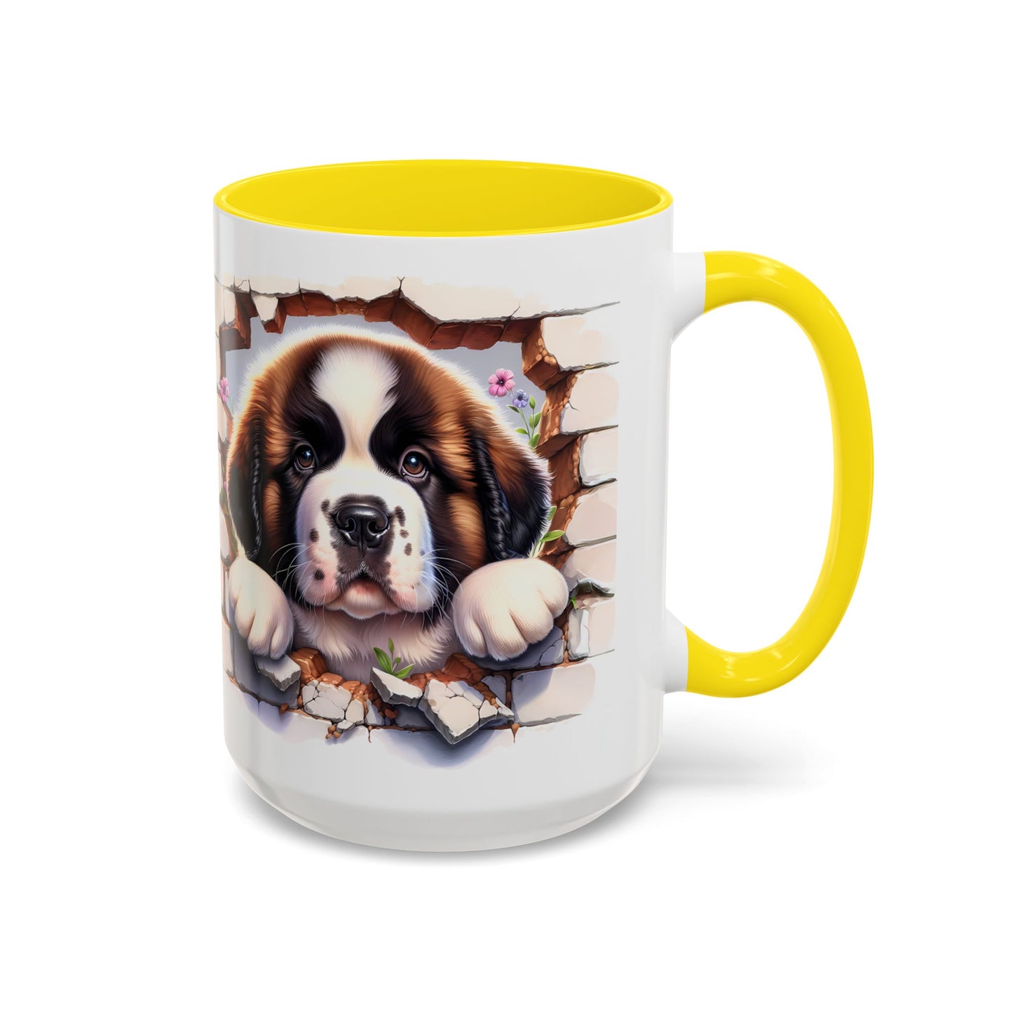 🐾☕ St. Bernard Puppy Peek Accent Mug – Gentle Giant Pup Lover Gift ✨❤️