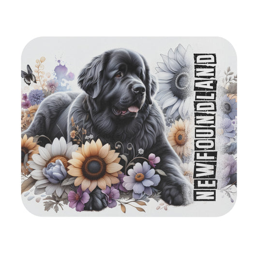 🖱️🐾🌼 Newfoundland Dog Mouse Pad – Gentle Giant with Florals Desk Art