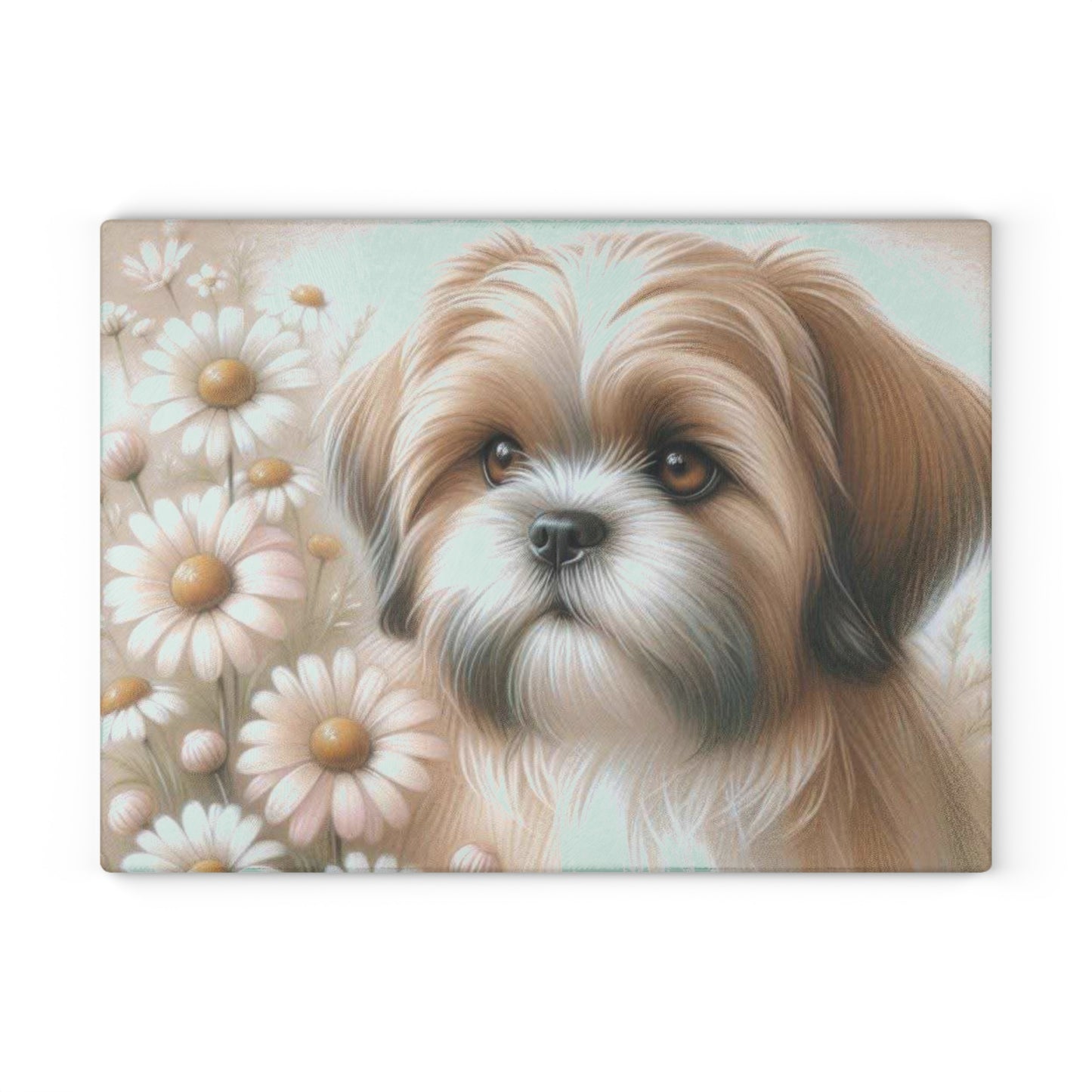 🐾 Shih Tzu & Daisies Cutting Board – Sweet Charm for Your Kitchen 🐶🌼
