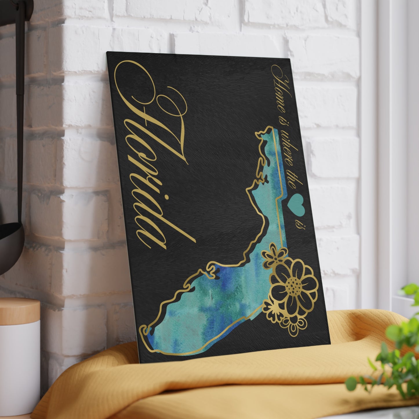 🌴 Florida State Floral Cutting Board – Sunshine State Elegance for Your Kitchen