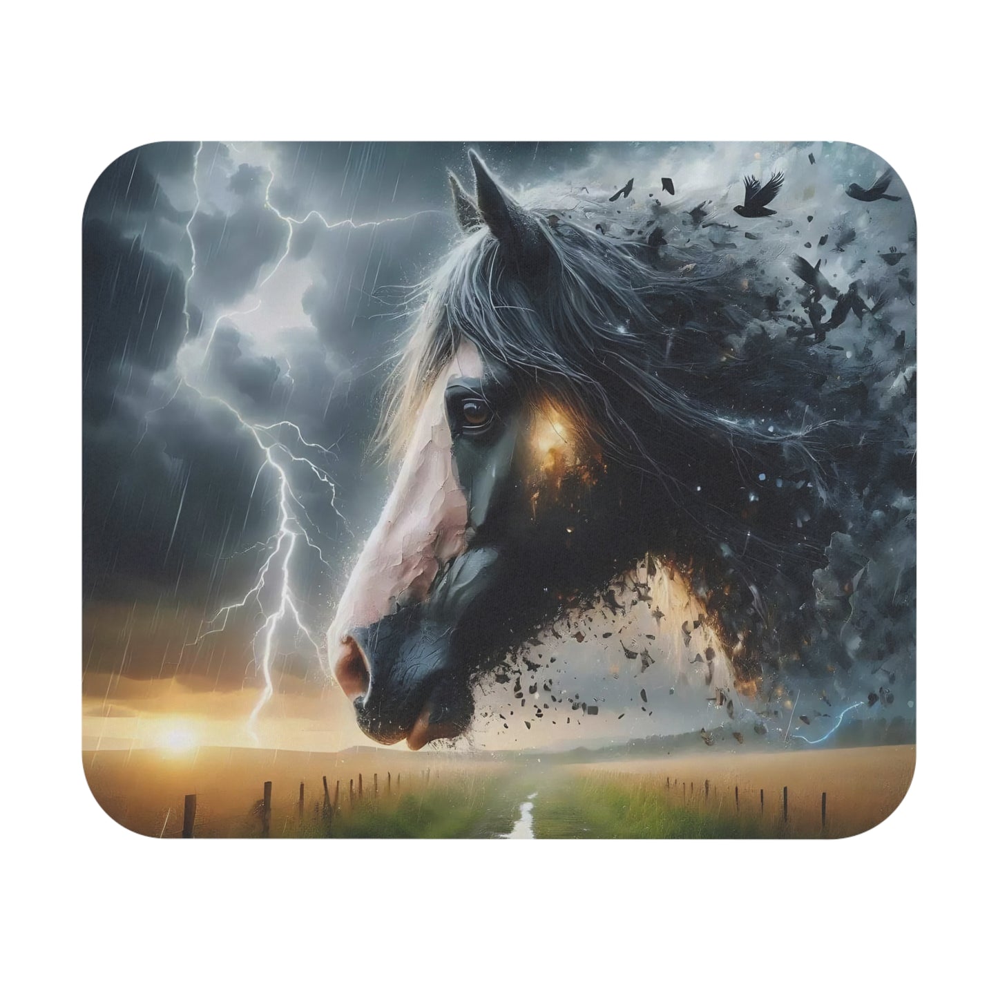 🖱️⛈️🐎 Storm Horse Mouse Pad – Lightning Sky & Dramatic Motion Art