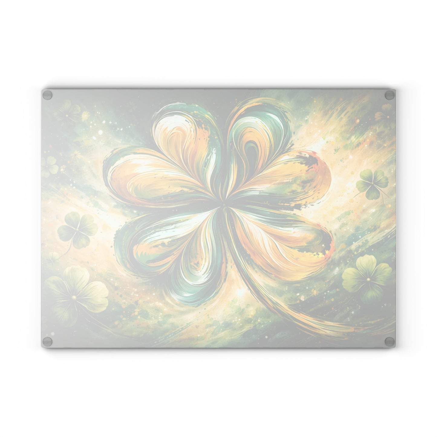St. Patrick’s Day Clover Glass Cutting Board – Festive Green Shamrock Kitchen Accent