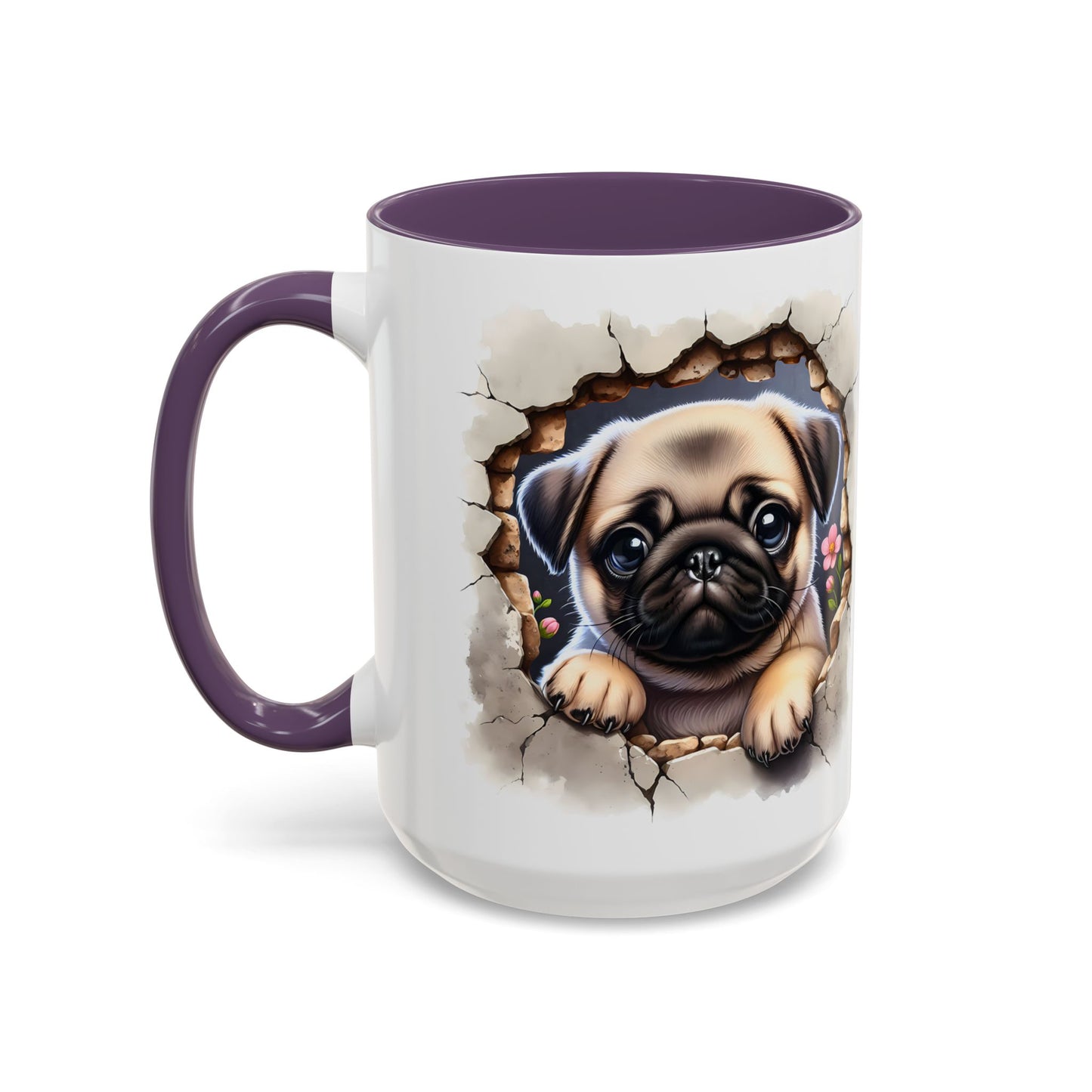 🐾💛 Pug Puppy Accent Mug – Cute Wrinkly Pug Coffee Cup ☕✨