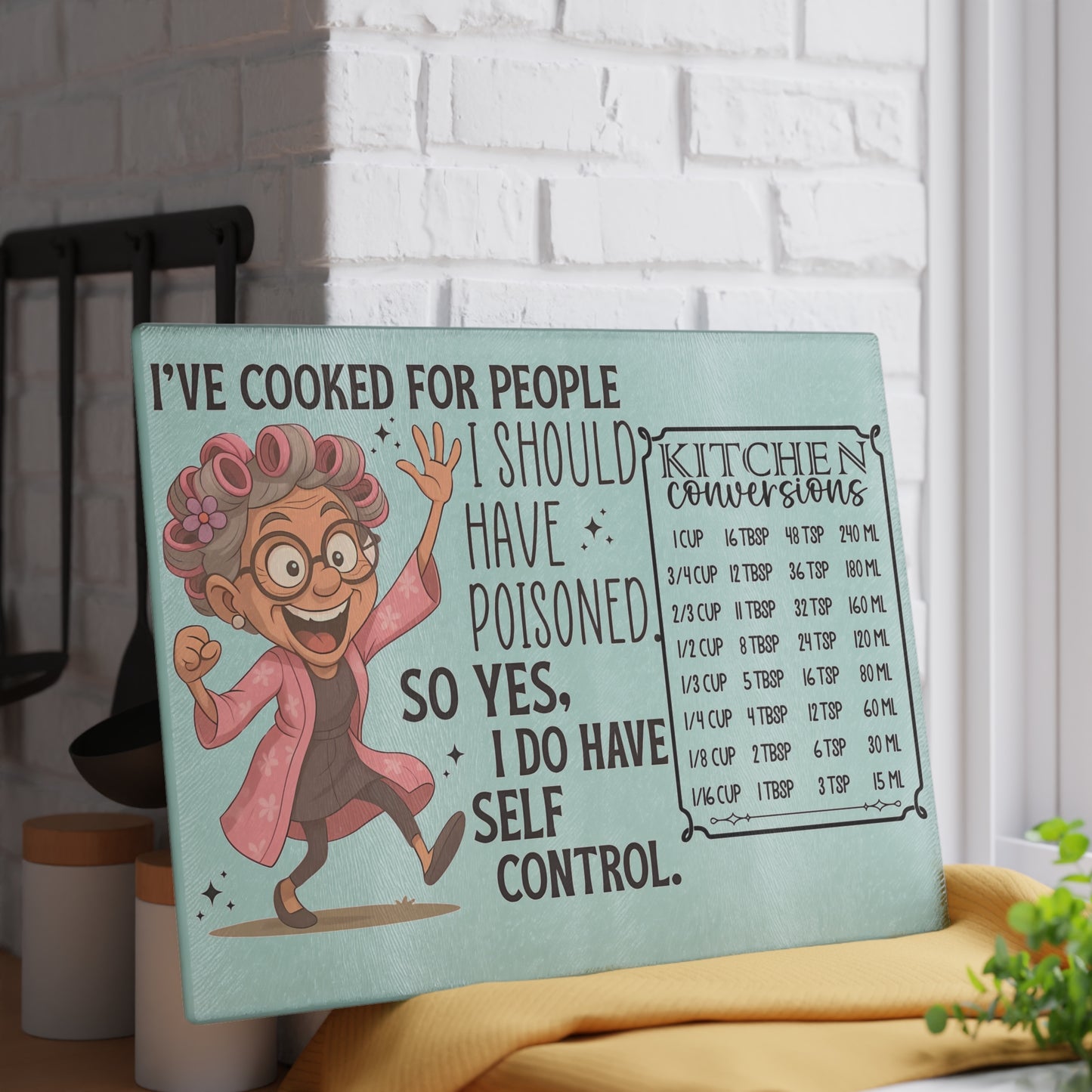😂 “He cocinado para personas que debería haber envenenado” Tabla de cortar de vidrio: ¡humor atrevido con un toque útil!