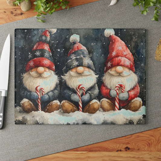 🍬 Candy Cane Christmas Gnome Cutting Board – Sweet Winter Fun with Festive Friends in the Snow 🎅❄️