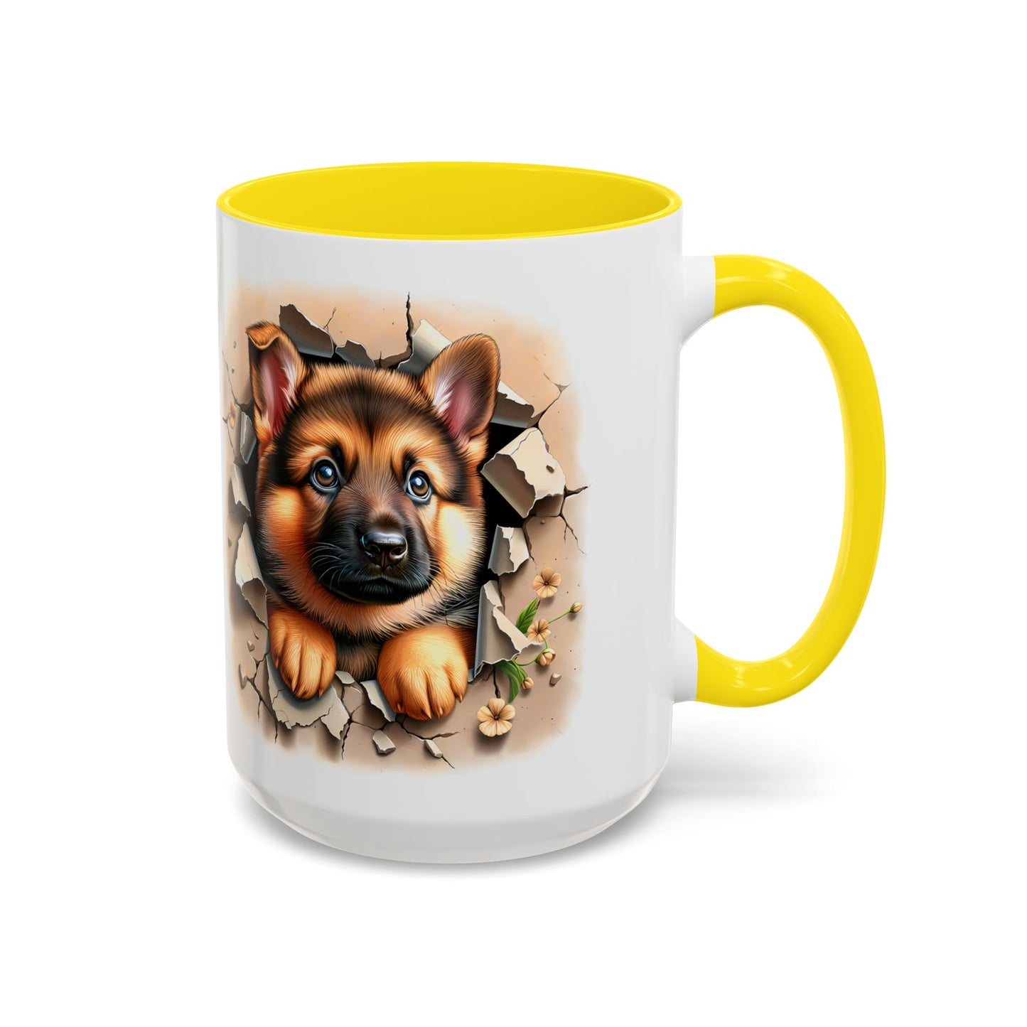 🐾☕ German Shepherd Puppy Peek Accent Mug – Loyal Pup Lover Gift ✨🖤
