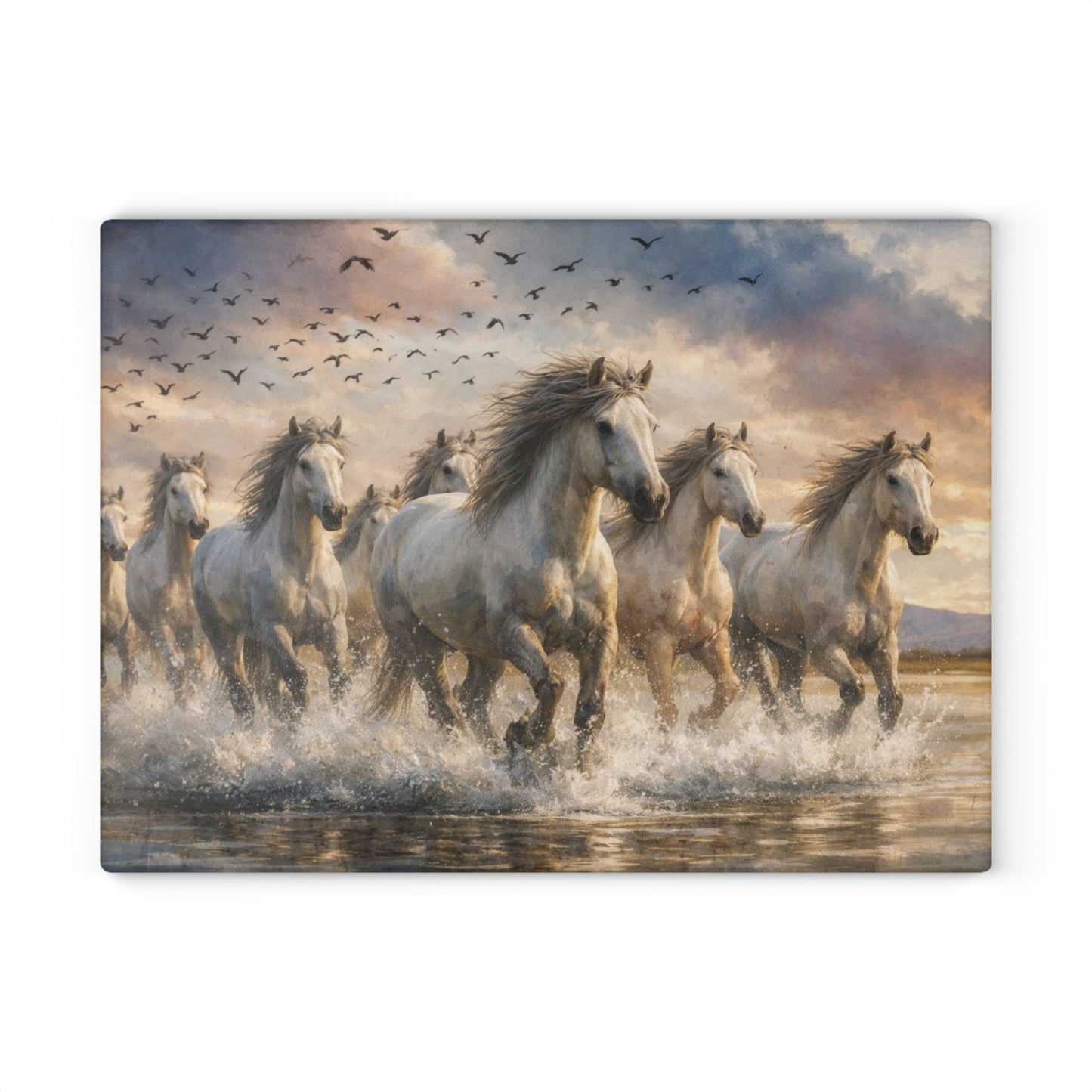 Running Wild Horses Glass Cutting Board – Western Horse Lover Farmhouse Kitchen Decor