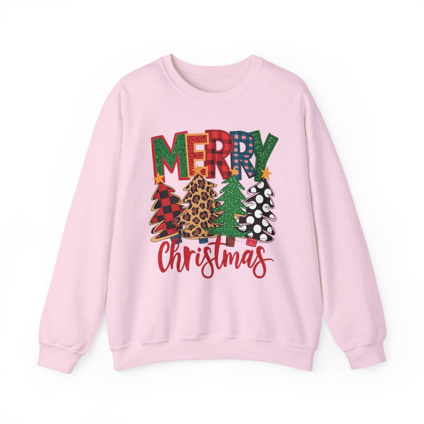 🎄✨ Merry Christmas Trees Sweatshirt – Bold Patterns & Festive Cheer