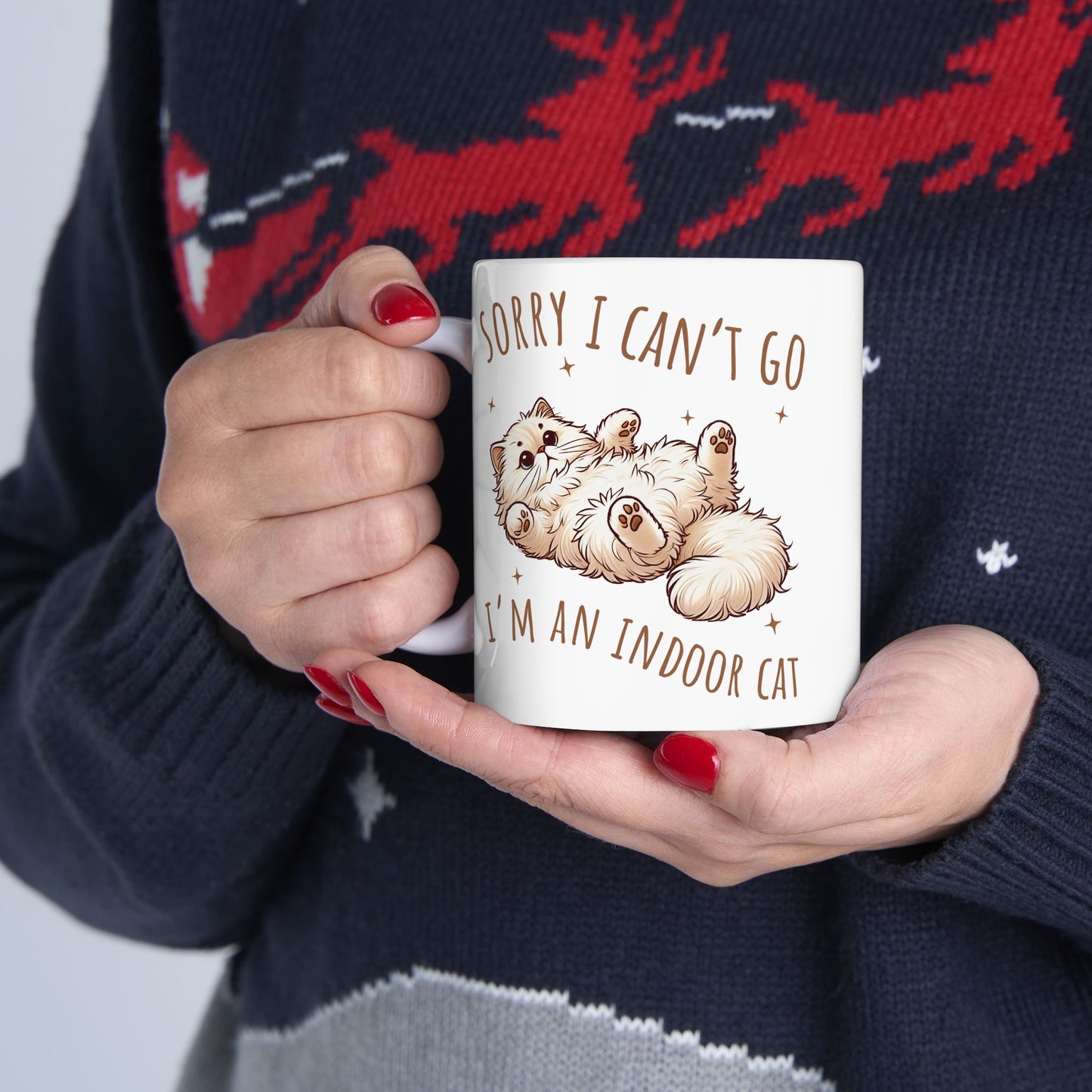🐾 Sorry I Can’t Go – I’m an Indoor Cat Mug – Cozy Kitty Energy in Every Sip 😽