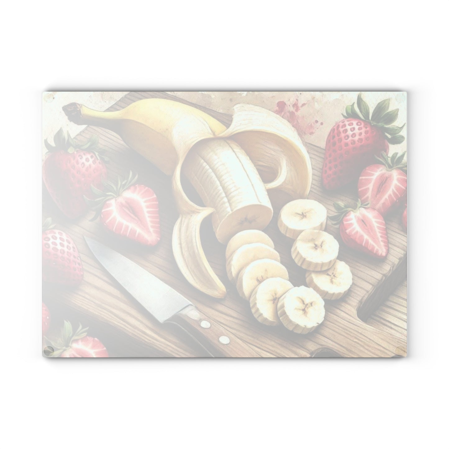Tabla de cortar de vidrio templado para exhibición de frutas con una vibrante variedad de frutas frescas
