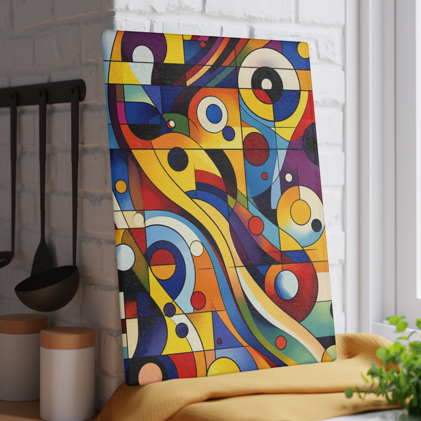 Modern Geometric Abstract Glass Cutting Board