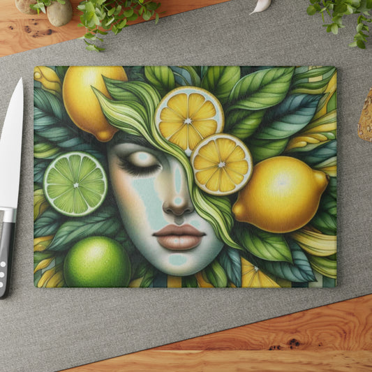 🍋 Lemon Lime Goddess Glass Cutting Board – Bold, Beautiful, and Refreshingly Unique